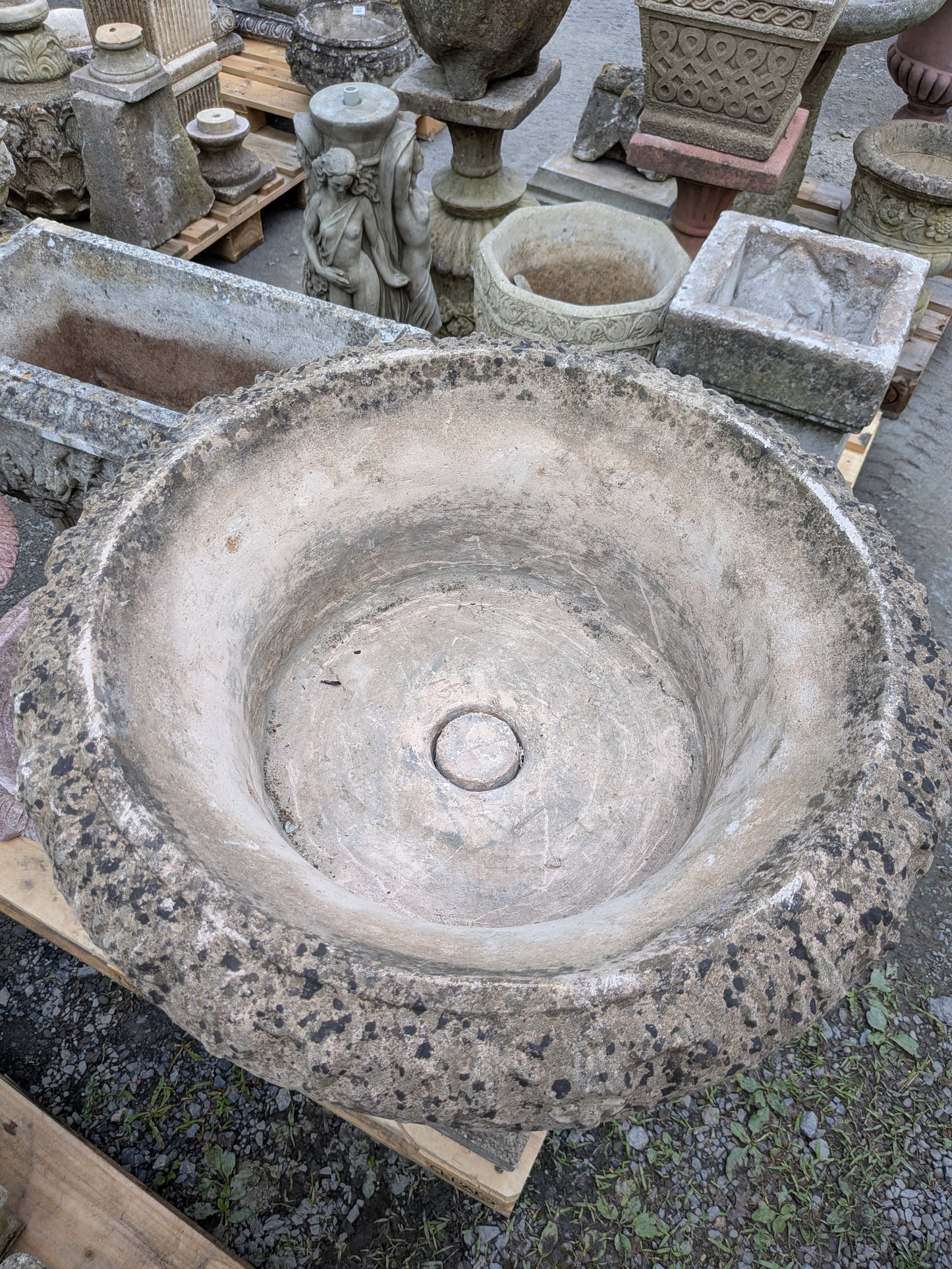 British Cast Stone Planter / Jardiniere on Plinth