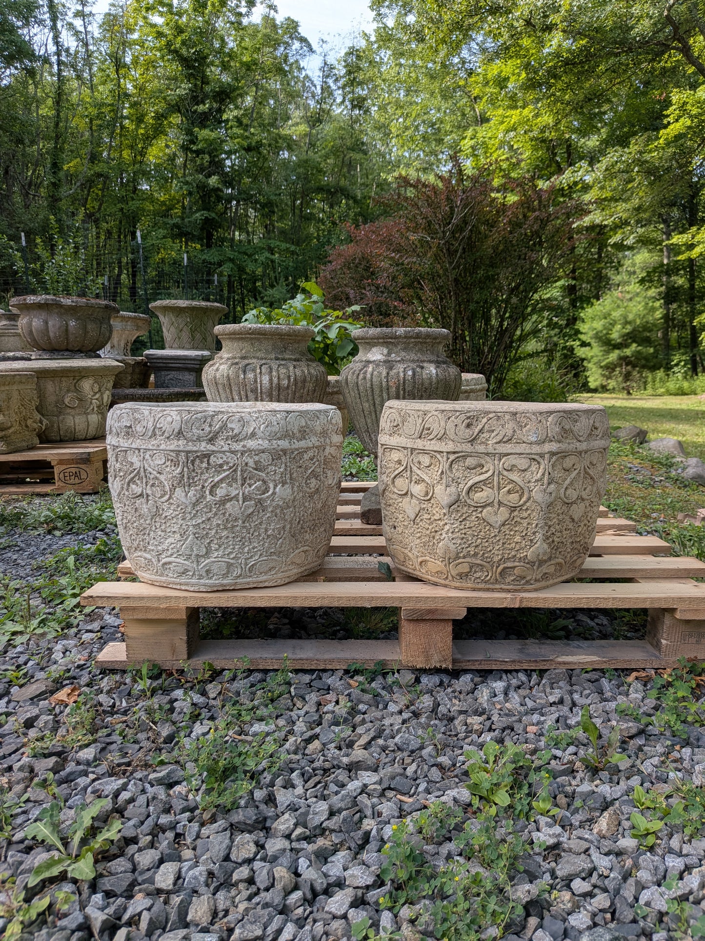 2 British Cast Stone Planters / Jardinieres