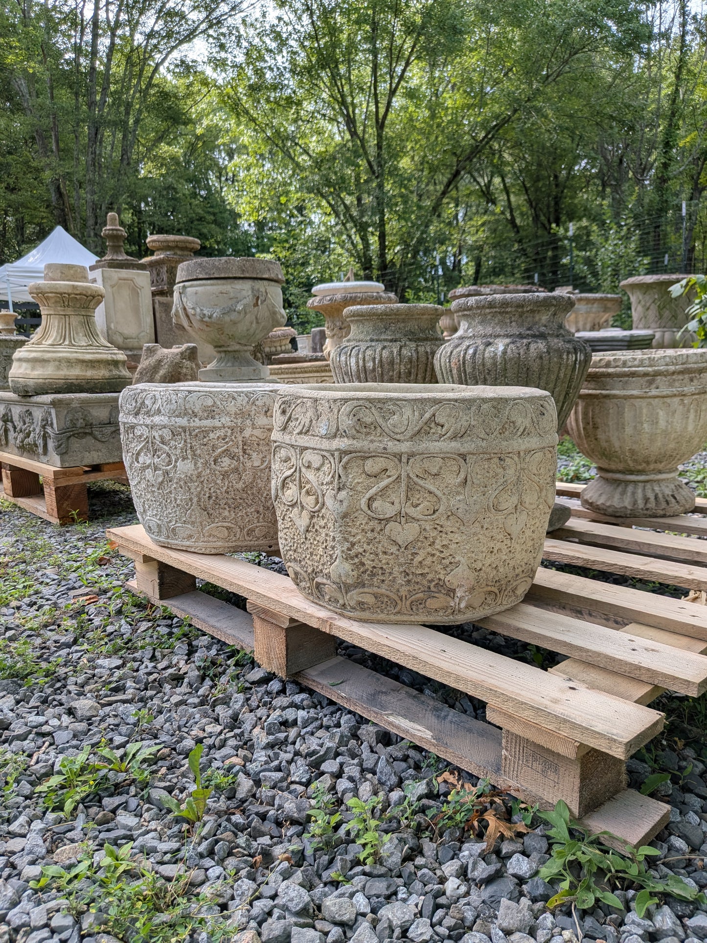 2 British Cast Stone Planters / Jardinieres