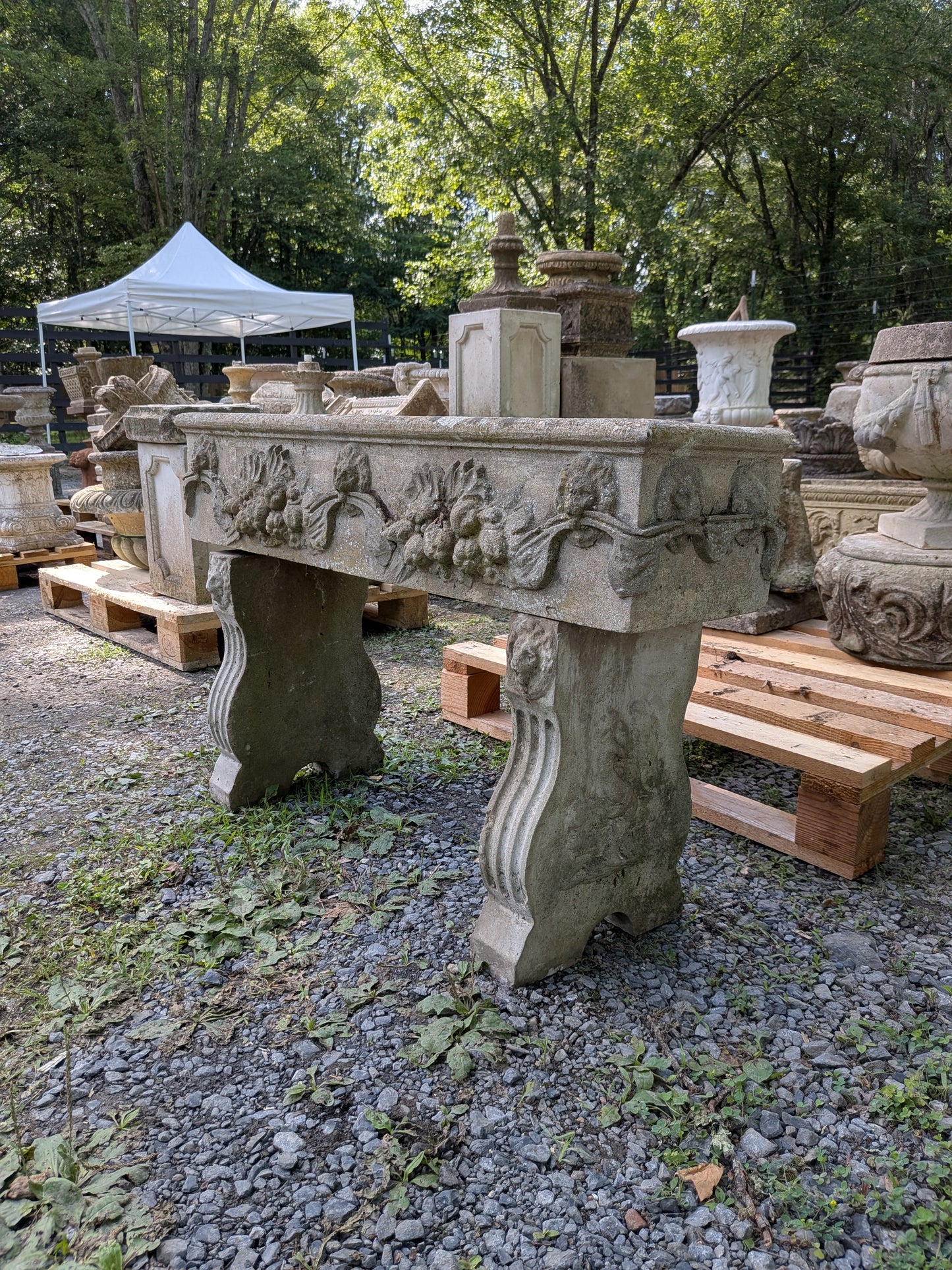 British Cast Stone Planter / Jardiniere Raised on Supports