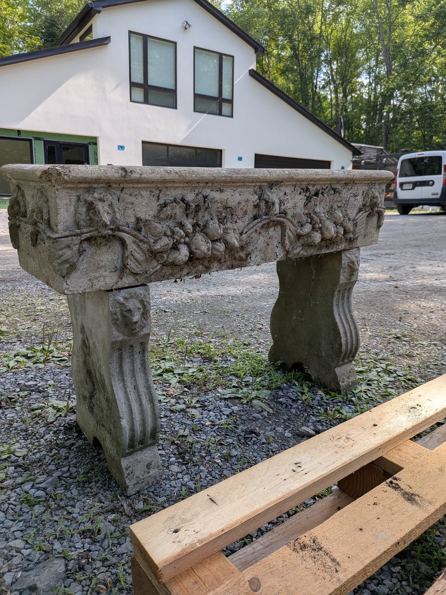 British Cast Stone Planter / Jardiniere Raised on Supports
