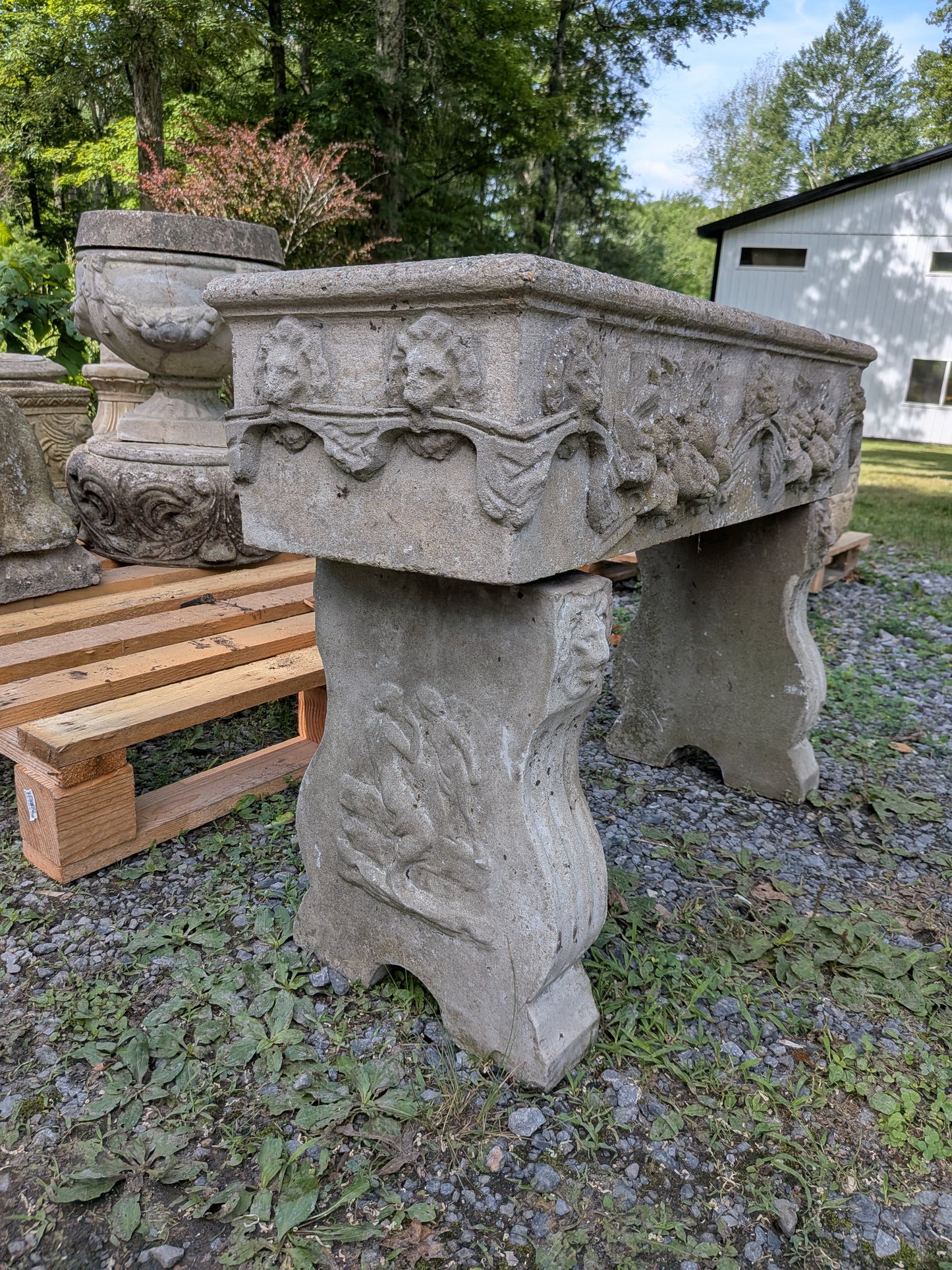 British Cast Stone Planter / Jardiniere Raised on Supports