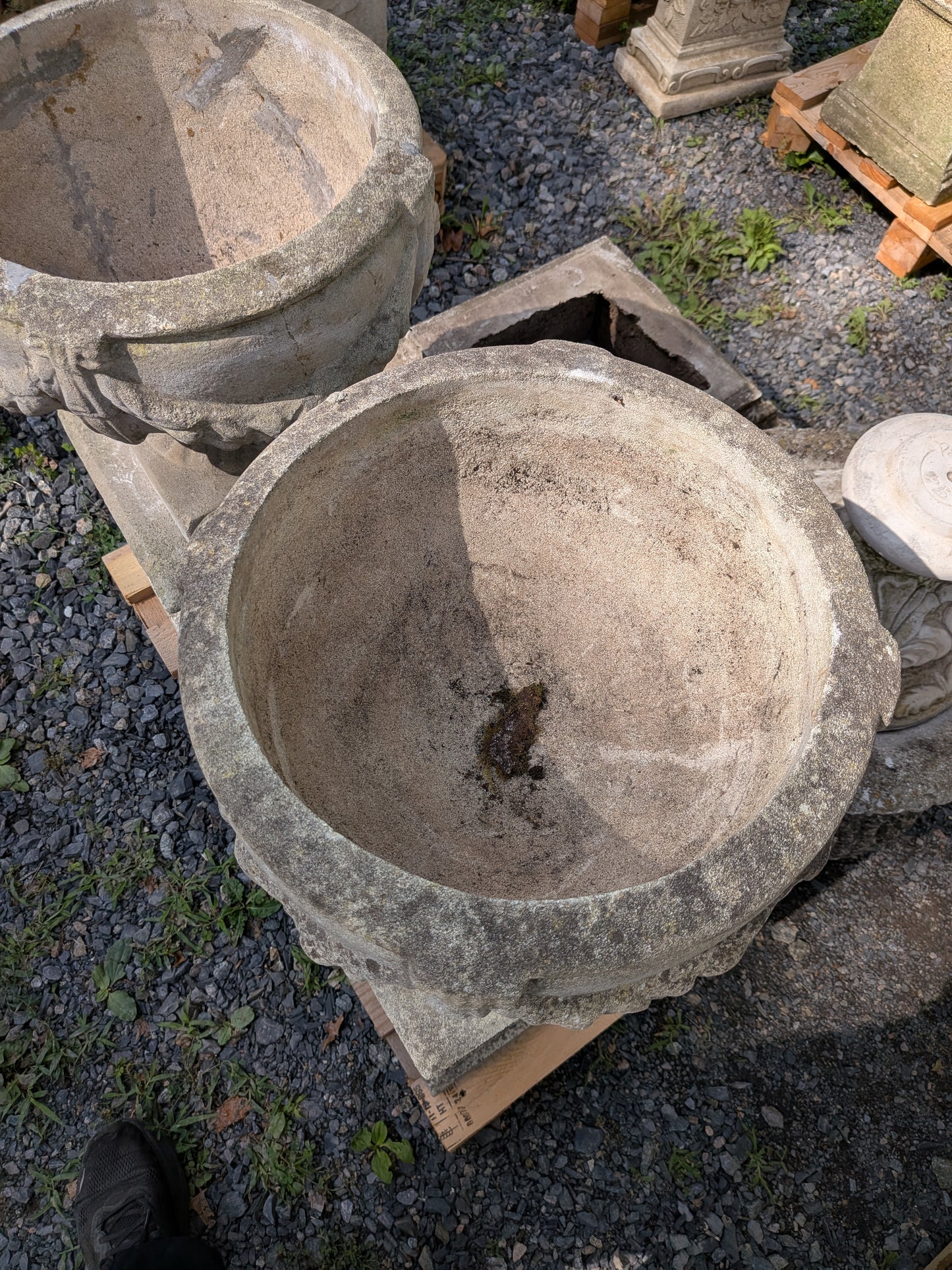 Pair of British Cast Stone Planters / Jardinieres on Plinths