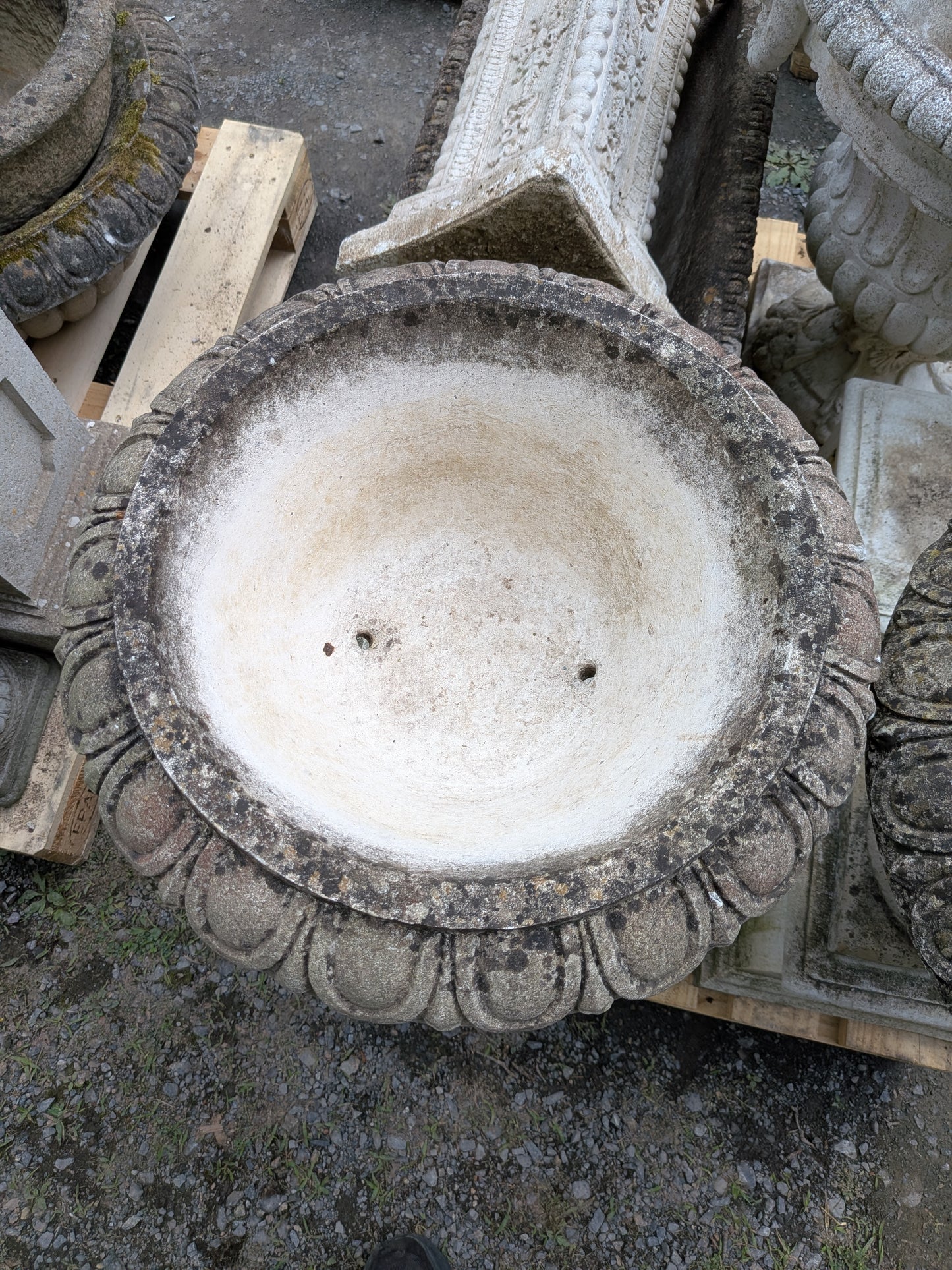 Pair of British Cast Stone Planters / Jardinieres on Plinths
