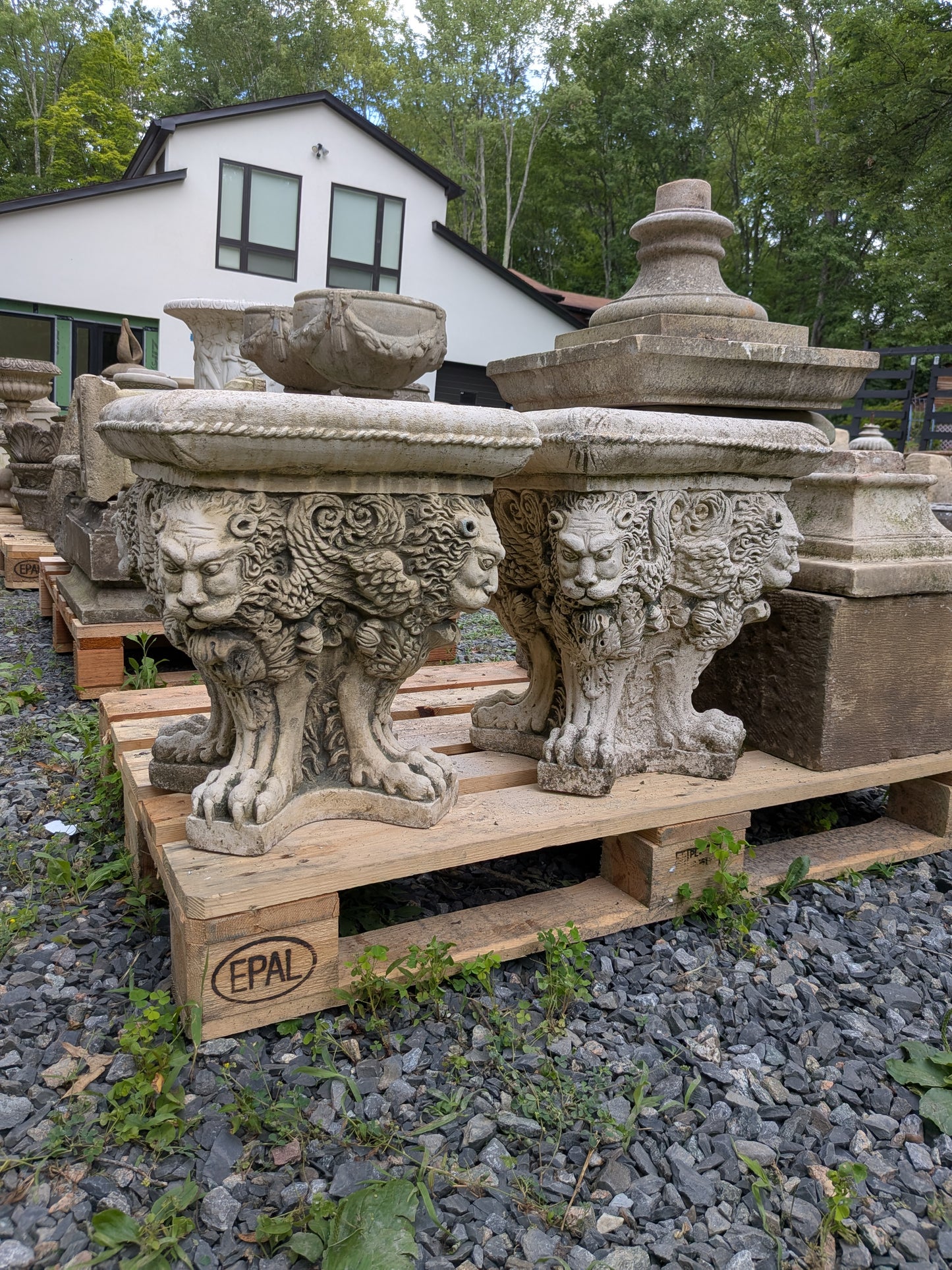 2 British Cast Stone Seats / Plinths