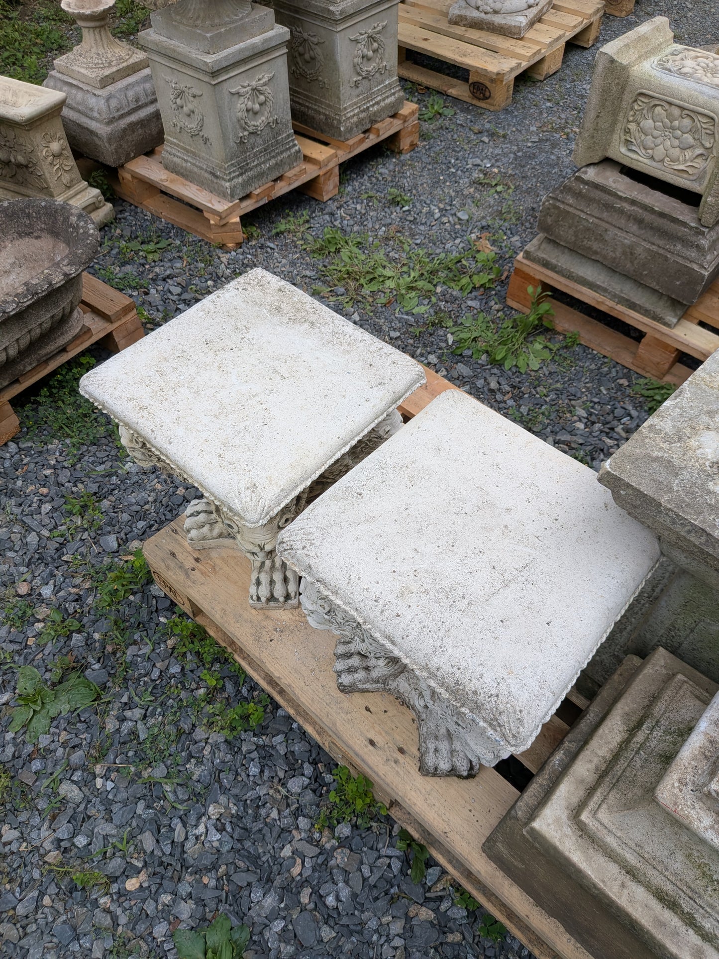 2 British Cast Stone Seats / Plinths