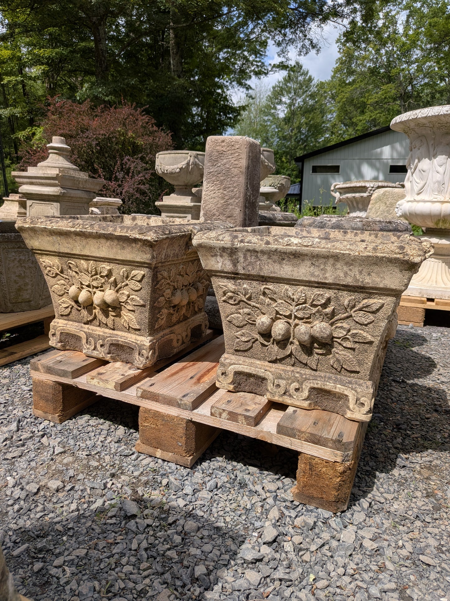 2 British Cast Stone Planters / Jardinieres