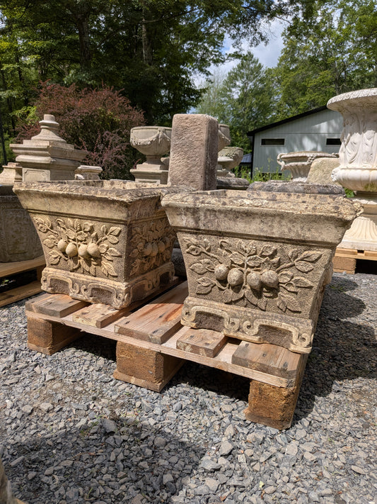 2 British Cast Stone Planters / Jardinieres