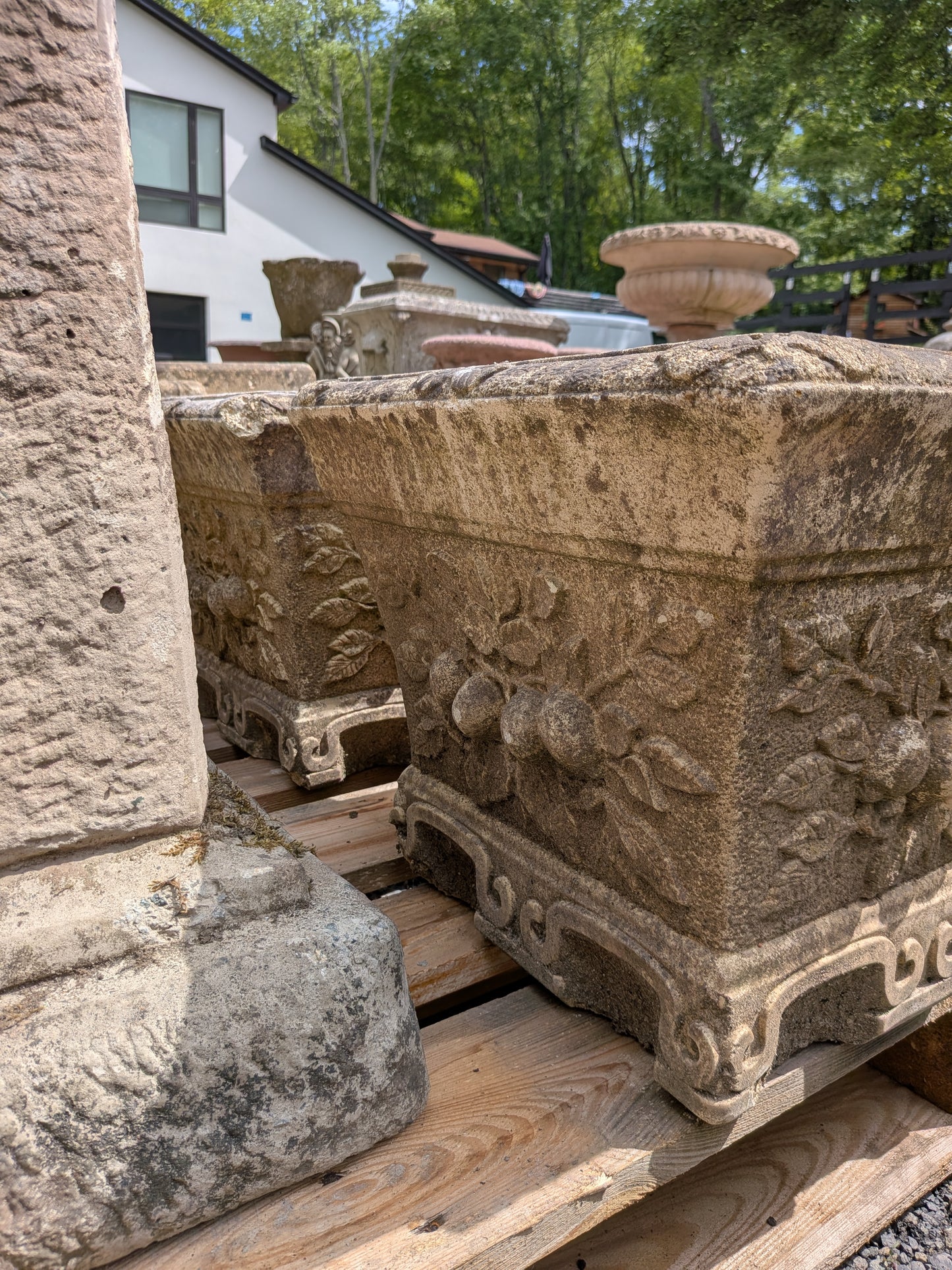 2 British Cast Stone Planters / Jardinieres
