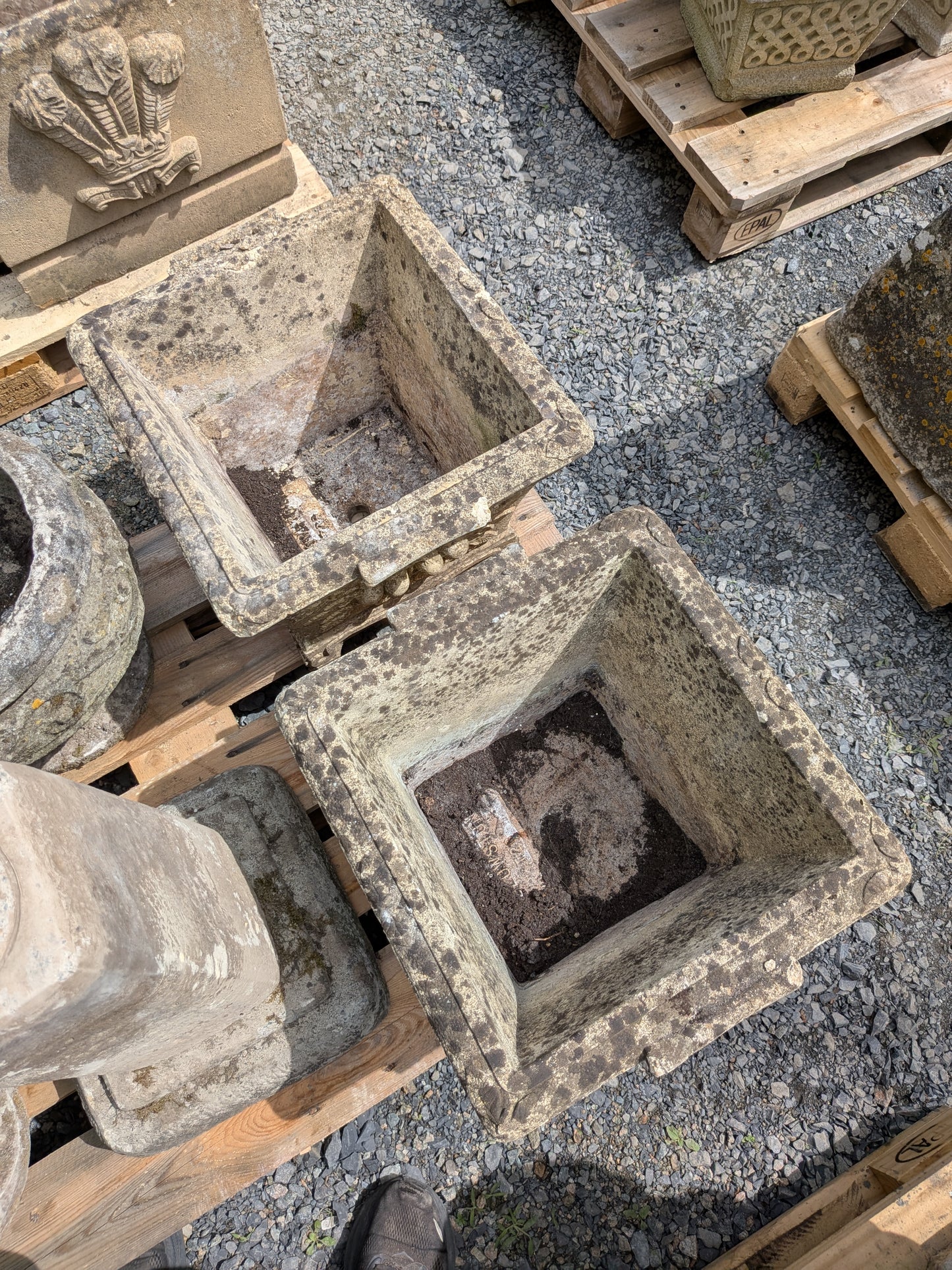 2 British Cast Stone Planters / Jardinieres