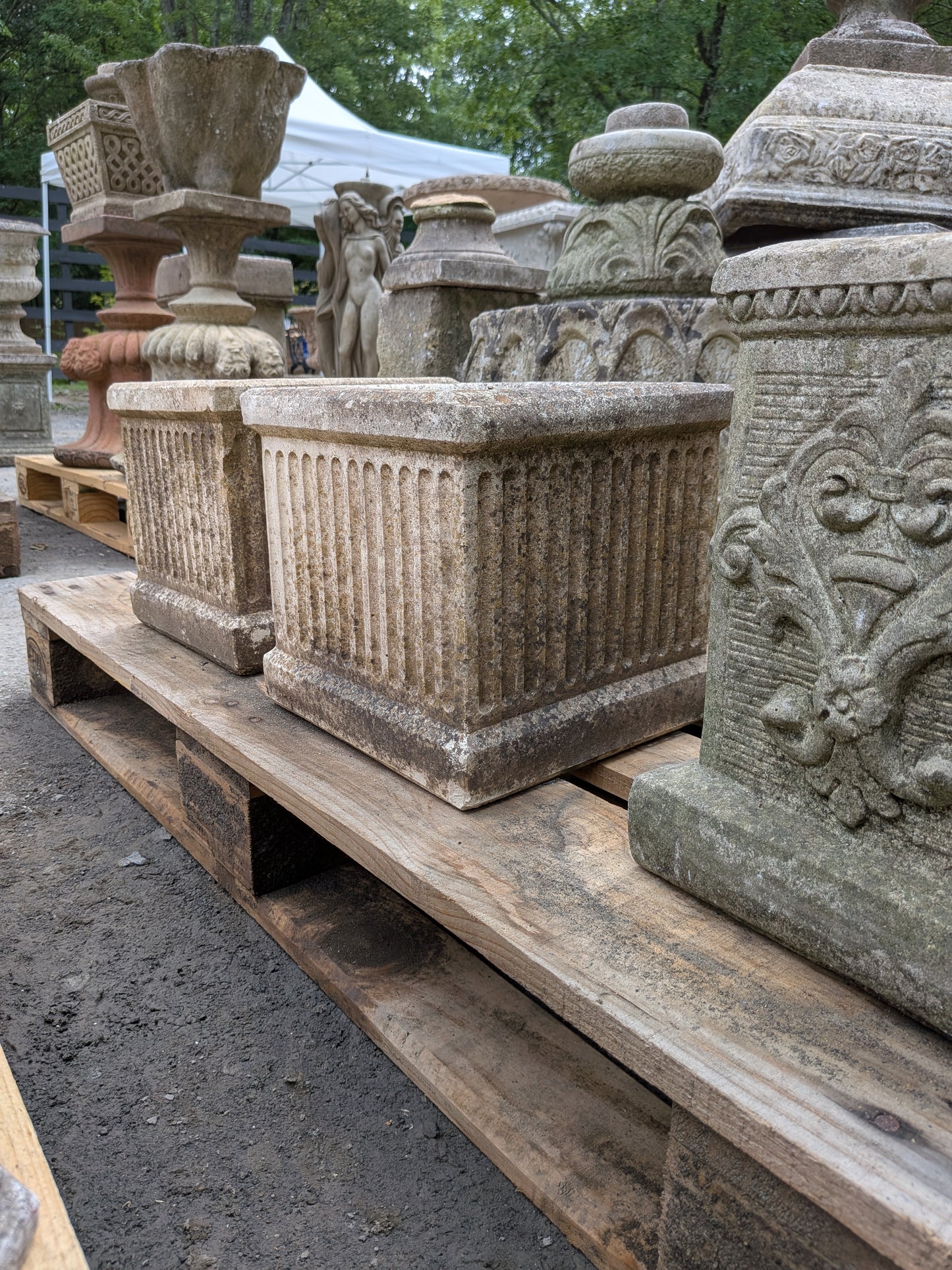 2 British Cast Stone Planters / Jardinieres