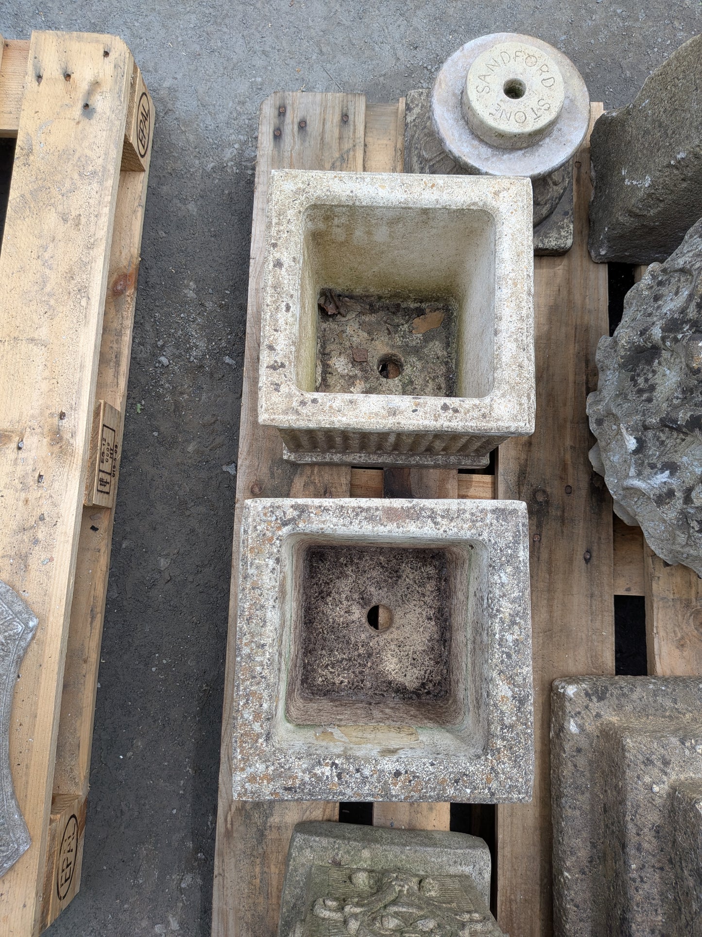 2 British Cast Stone Planters / Jardinieres