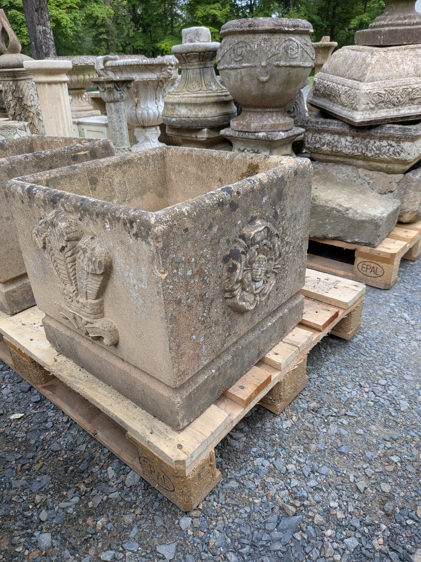 Pair of British Cast Stone Planters / Jardinieres