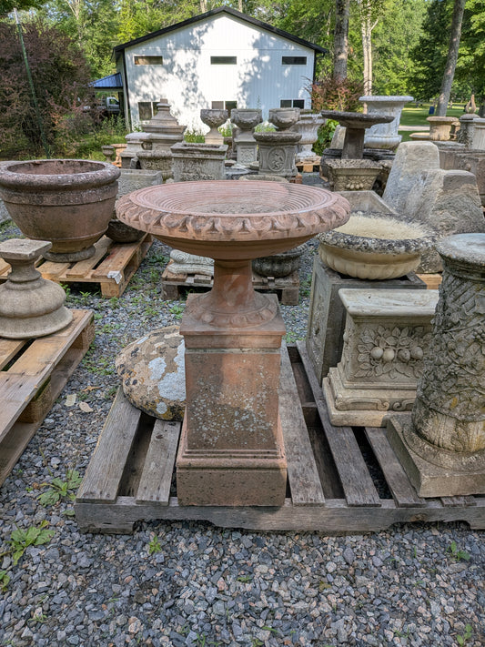 Terracotta Birdbath on Plinth