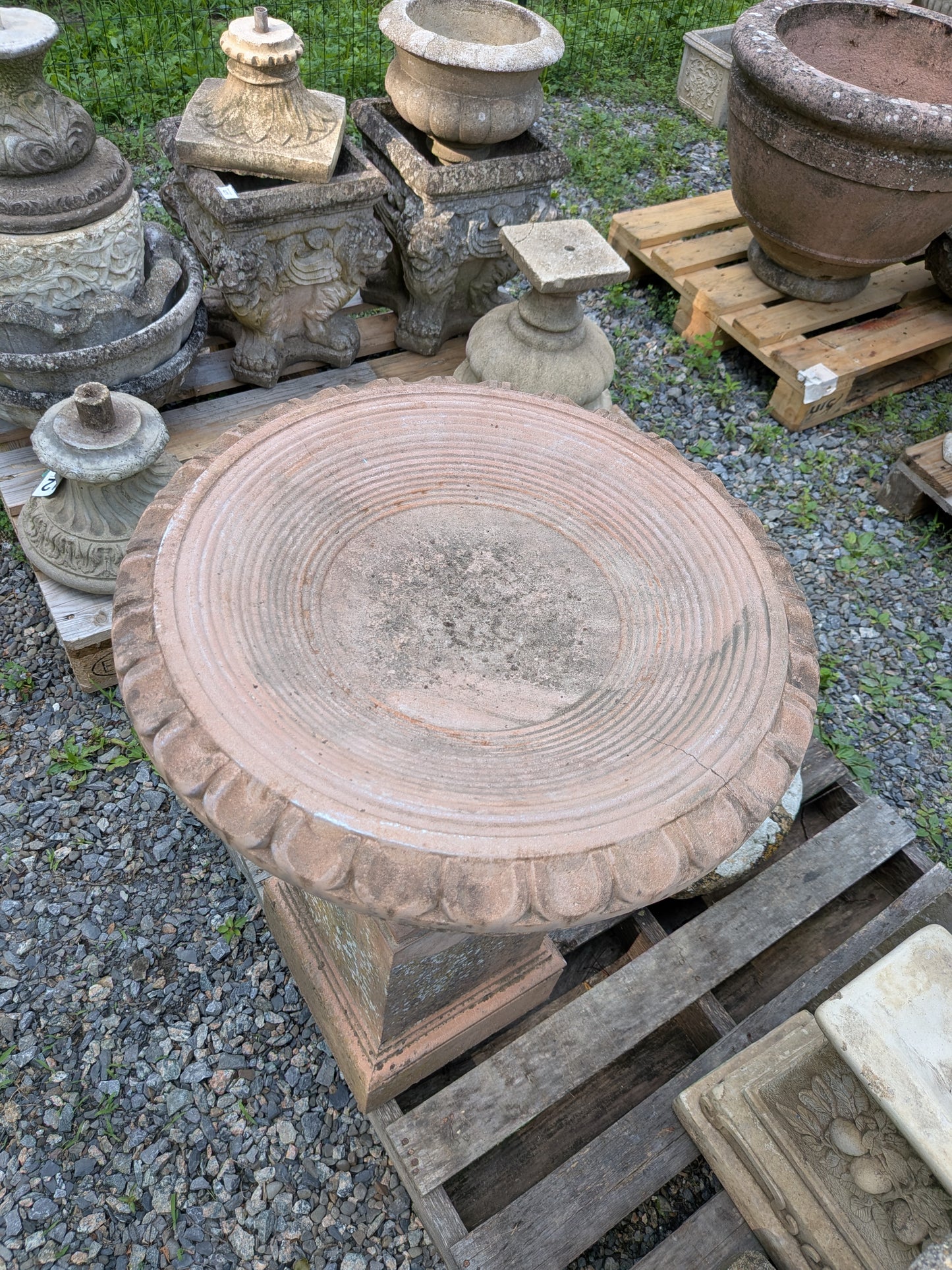 Terracotta Birdbath on Plinth