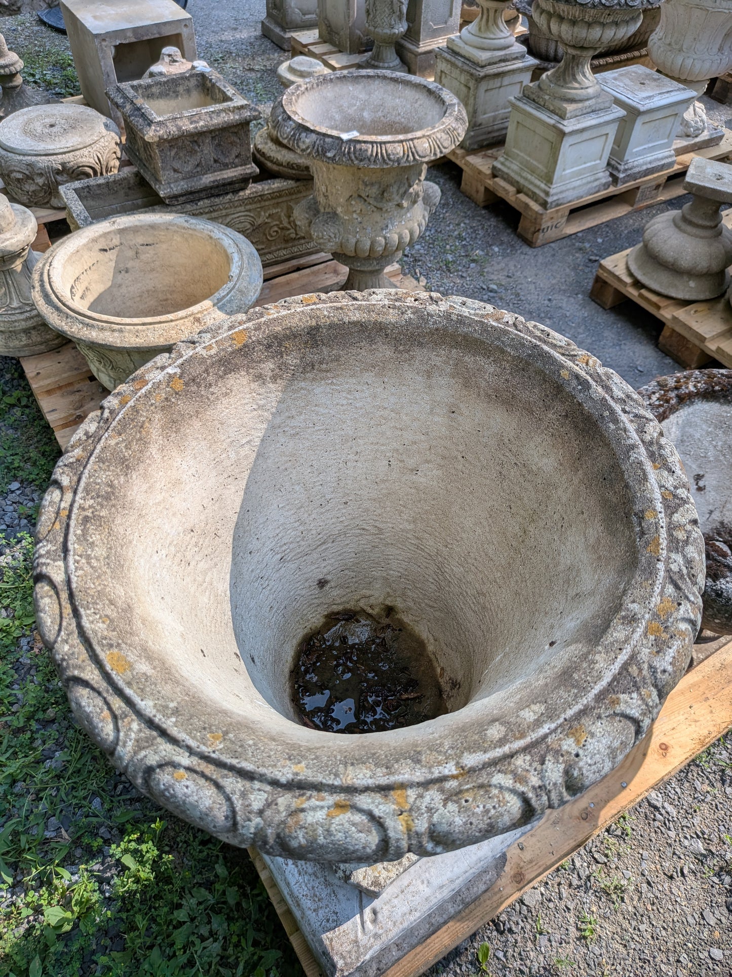British Cast Stone Planter / Jardiniere on Plinth