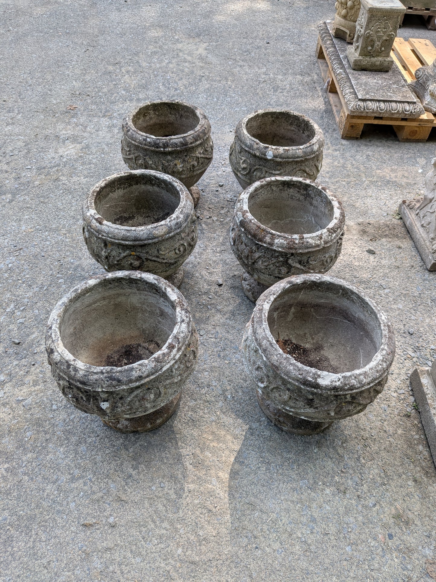 6 British Cast Stone Planters / Jardinieres