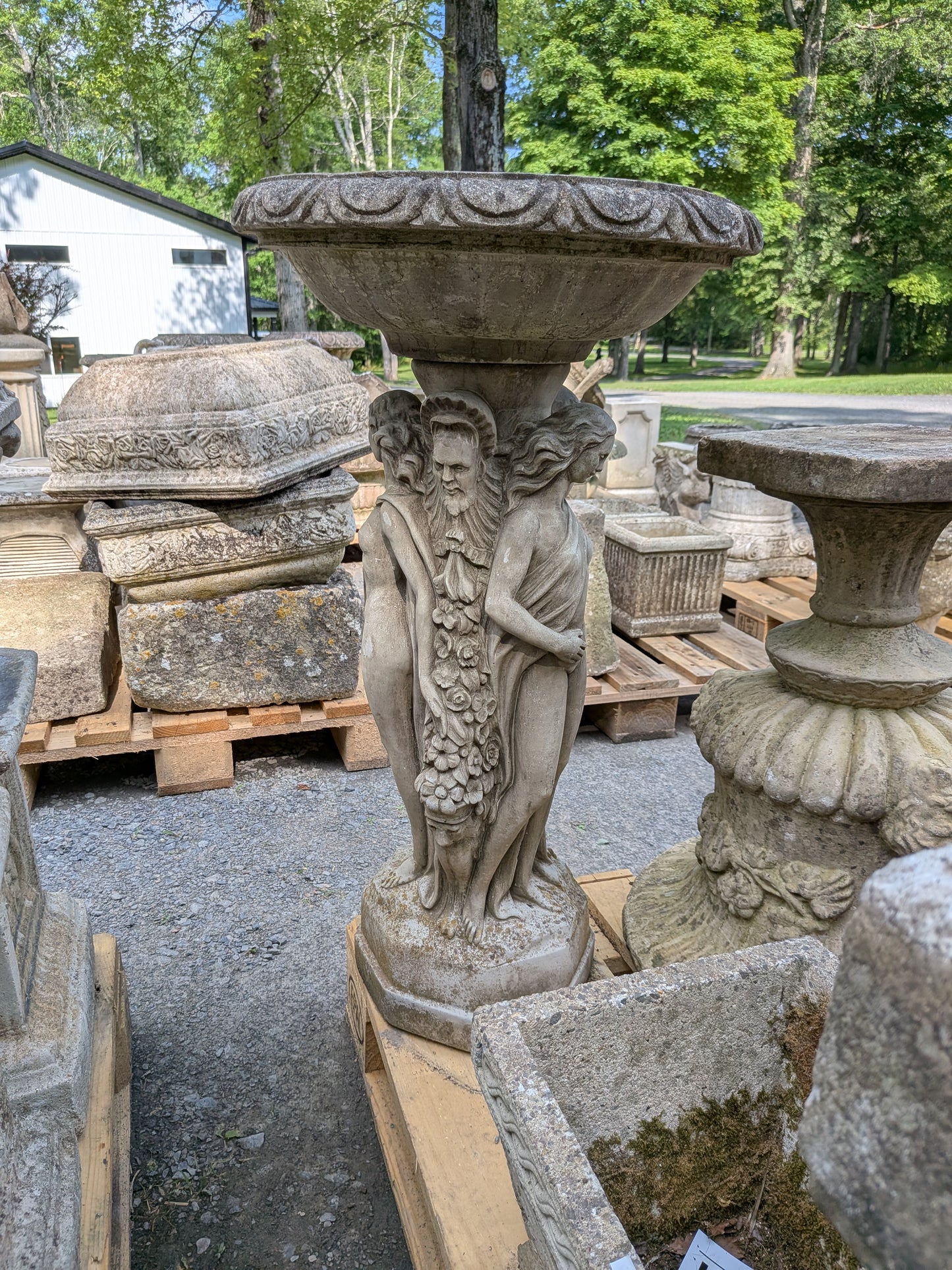 British Cast Stone Birdbath