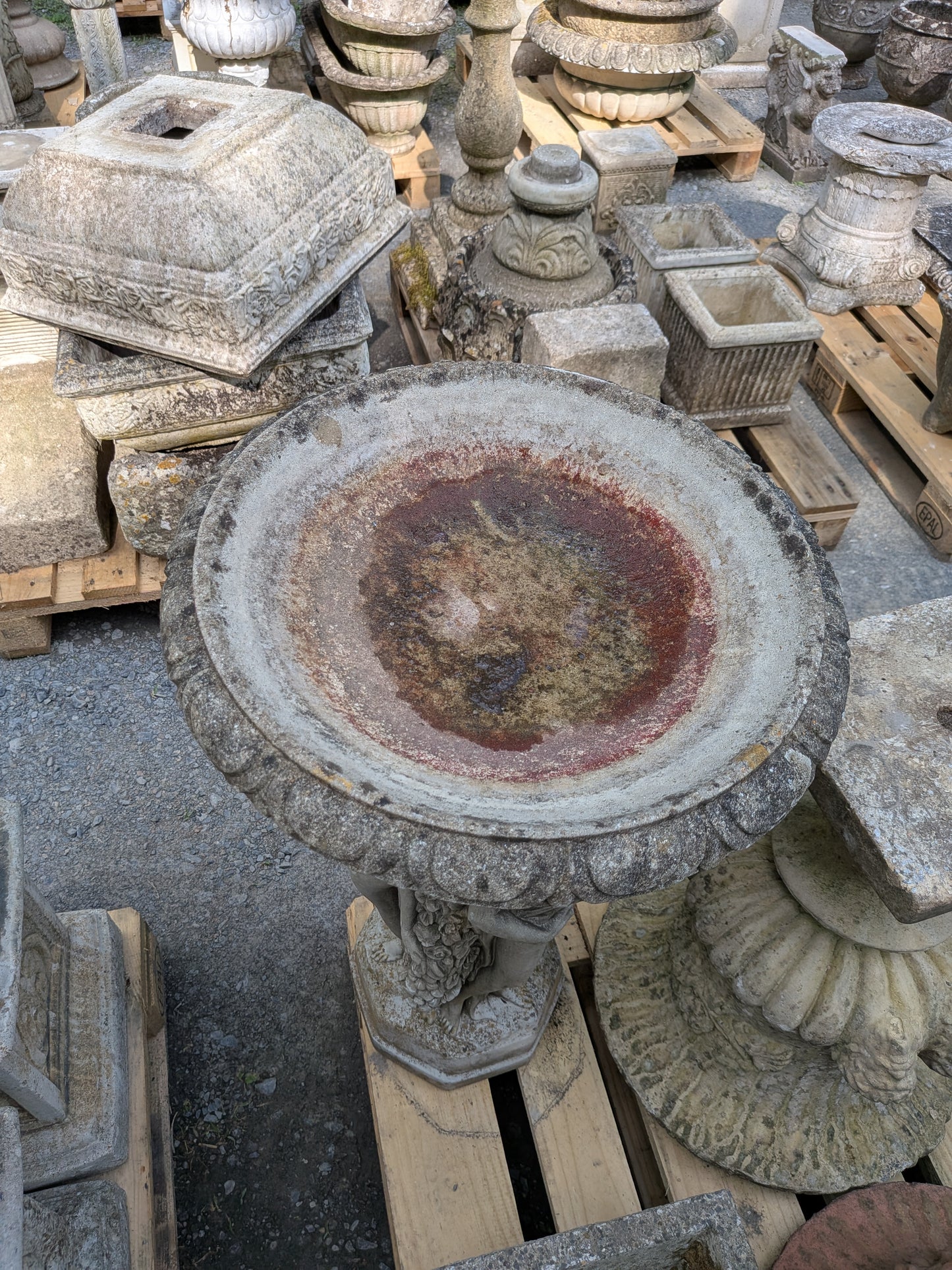 British Cast Stone Birdbath