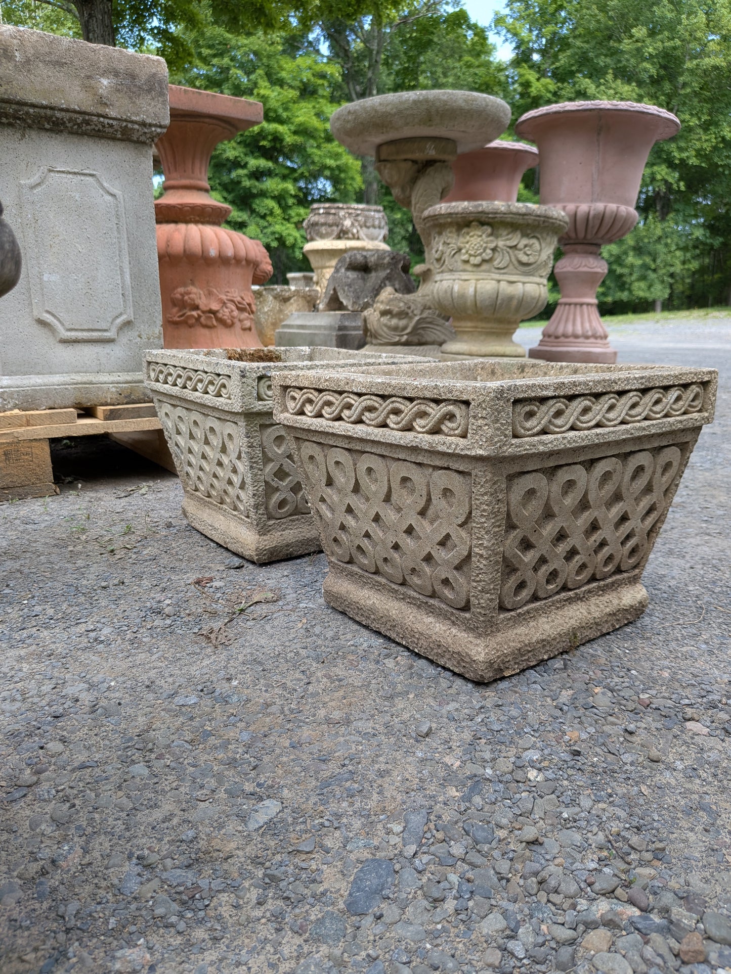 2 British Cast Stone Planters / Jardinieres