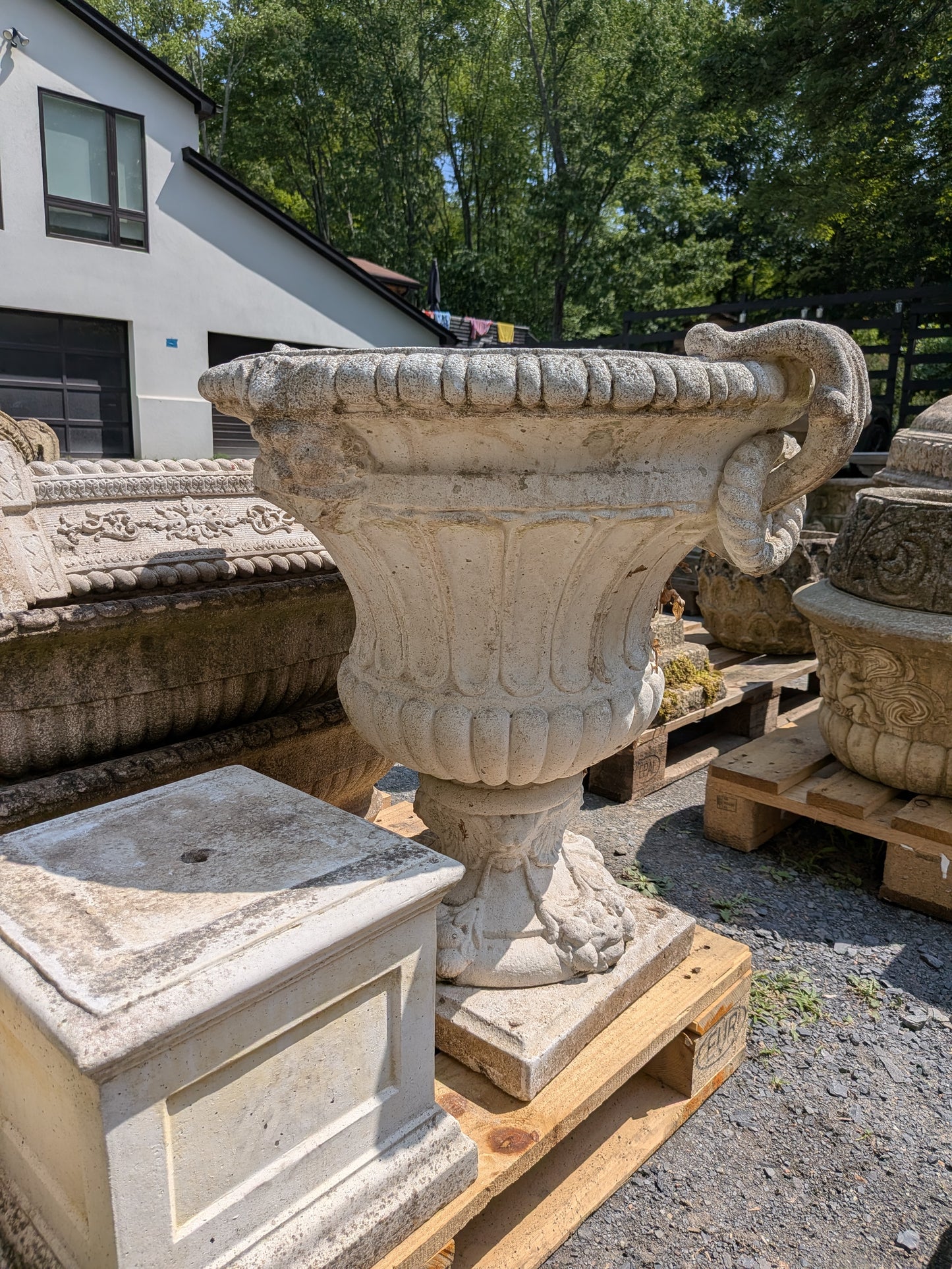 2 British Cast Stone Planters / Jardinieres