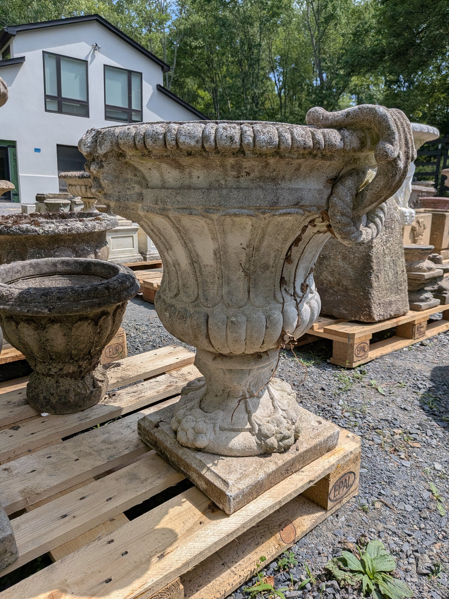 2 British Cast Stone Planters / Jardinieres