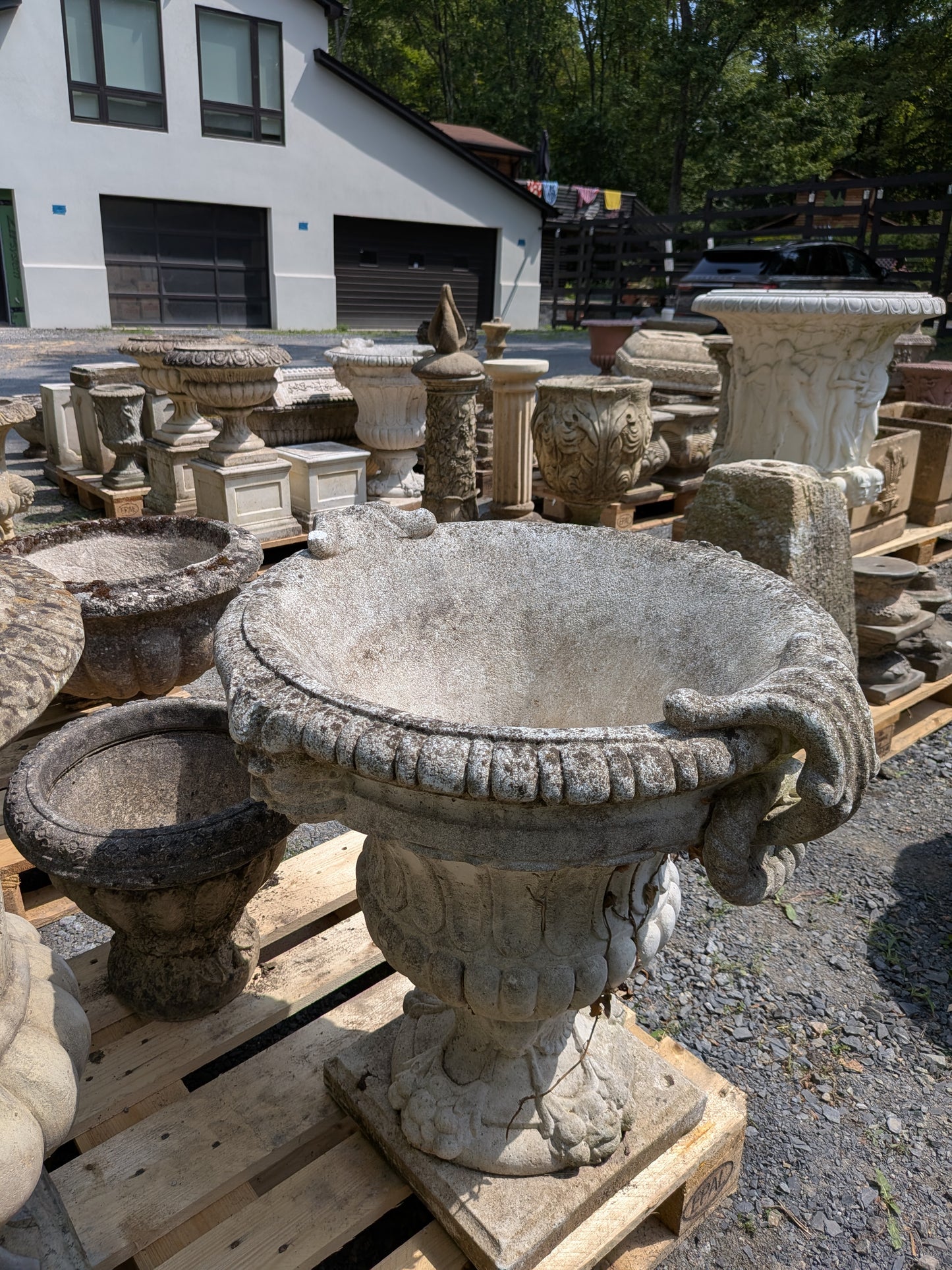 2 British Cast Stone Planters / Jardinieres