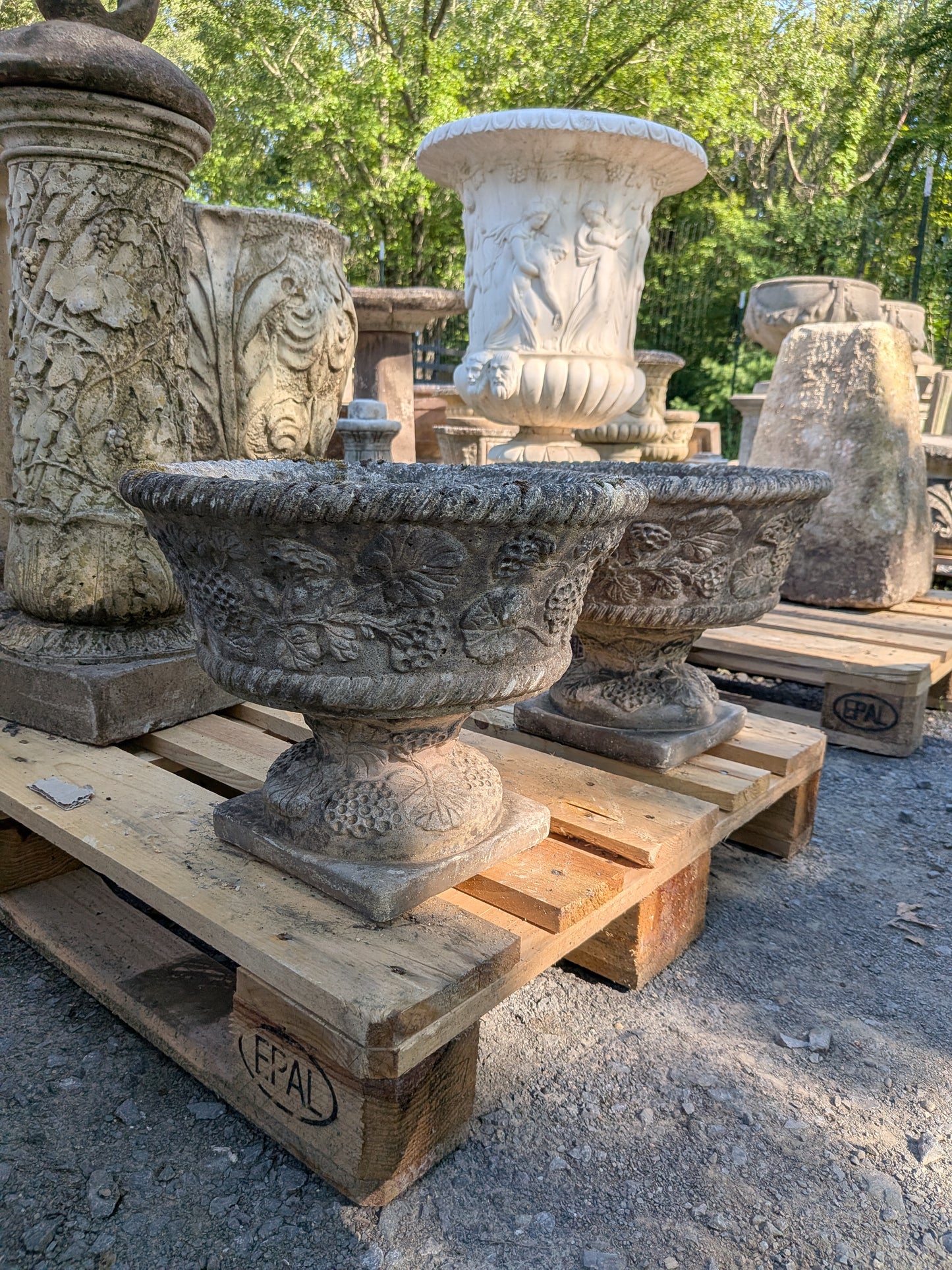 2 British Cast Stone Planters / Jardinieres