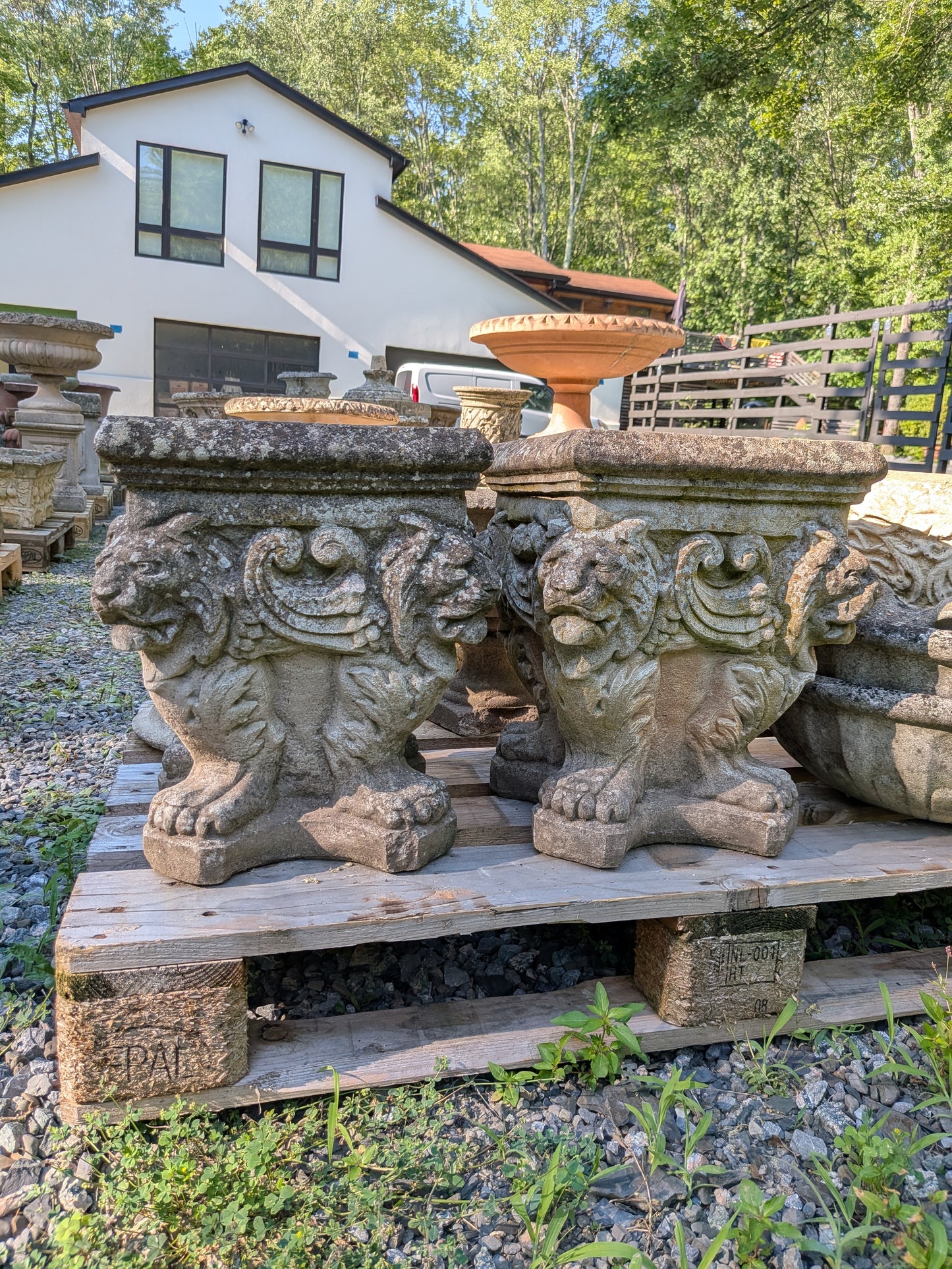 2 British Cast Stone Planters / Jardinieres