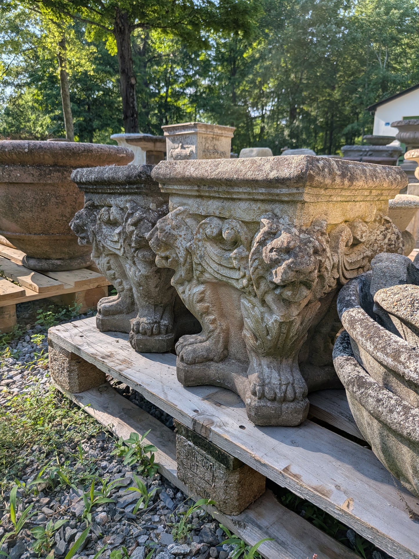 2 British Cast Stone Planters / Jardinieres