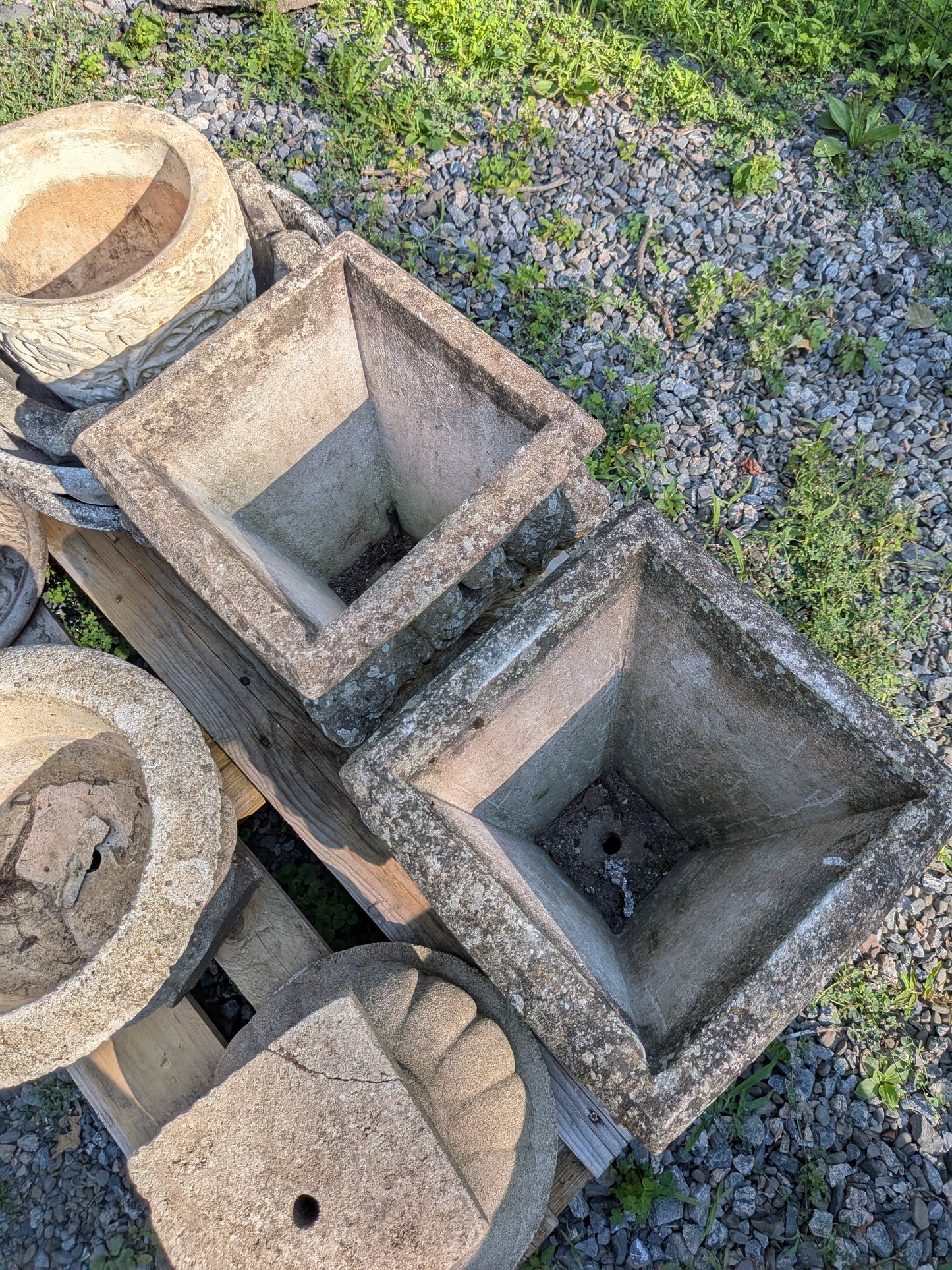 2 British Cast Stone Planters / Jardinieres