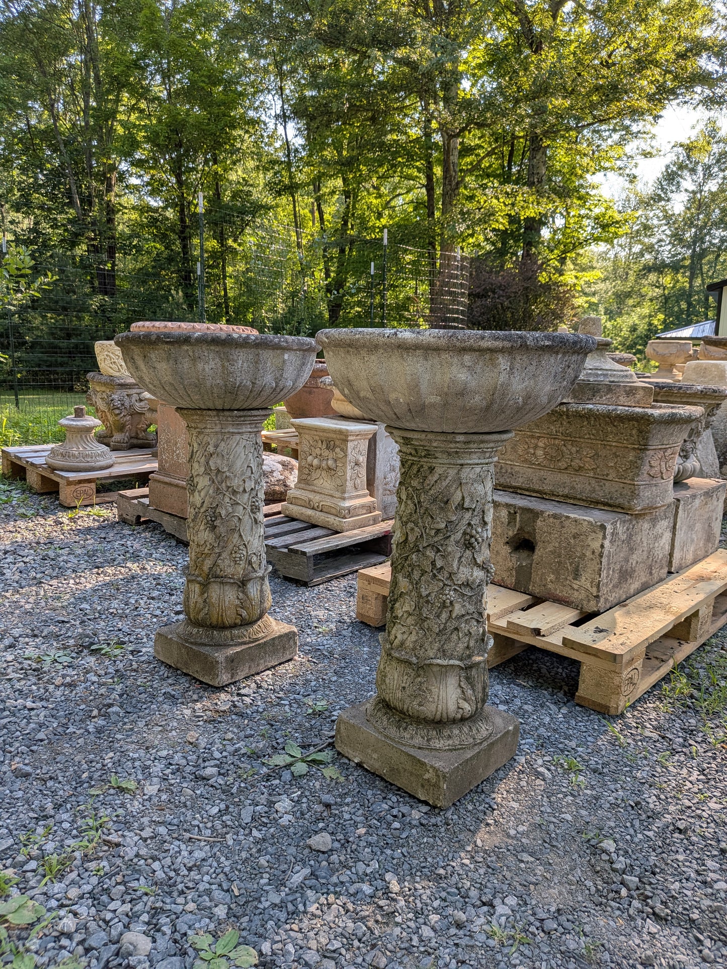 Pair of French Cast Stone Planters / Jardinieres on Columns