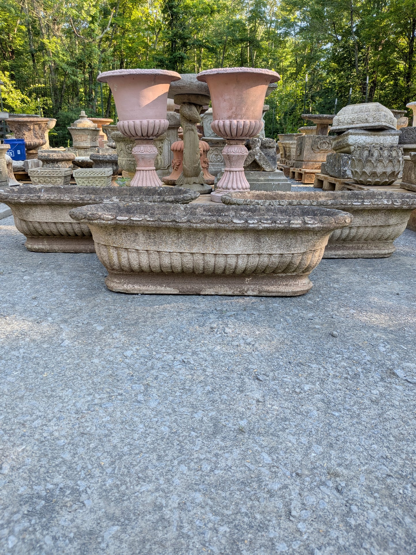 3 British Cast Stone Planters / Jardinieres