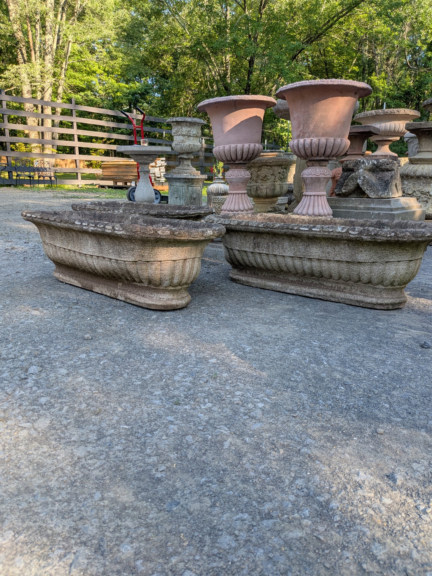 3 British Cast Stone Planters / Jardinieres