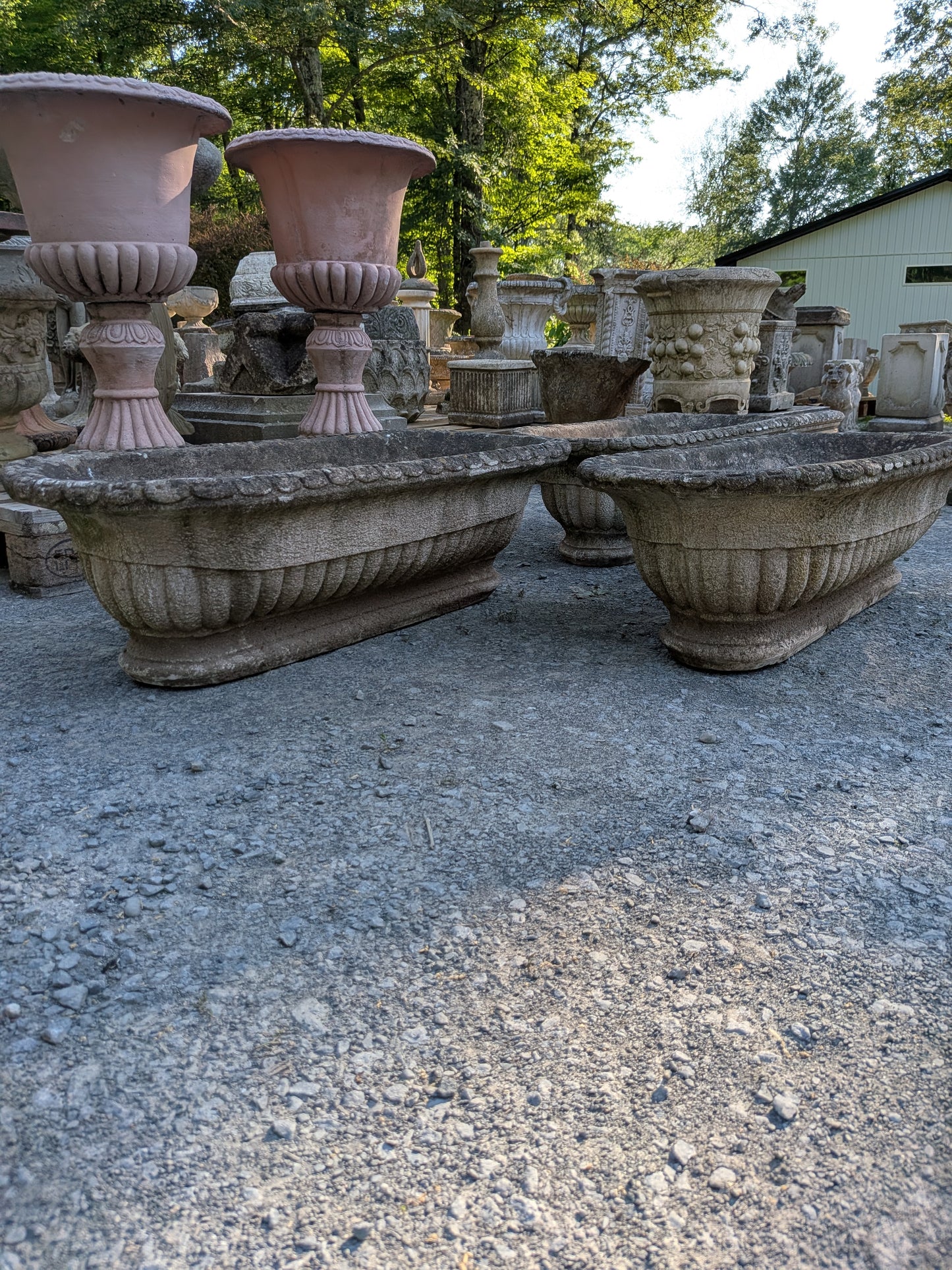 3 British Cast Stone Planters / Jardinieres