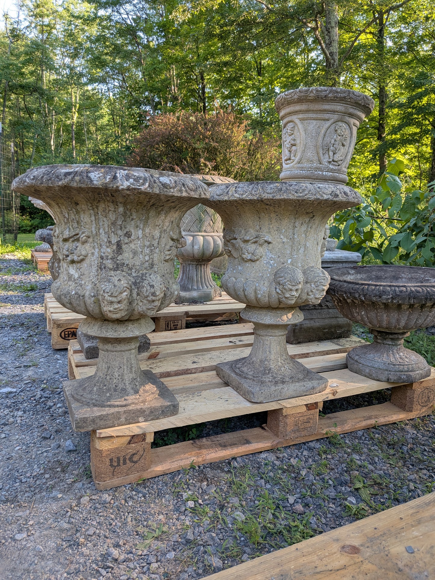 2 British Cast Stone Planters / Jardinieres