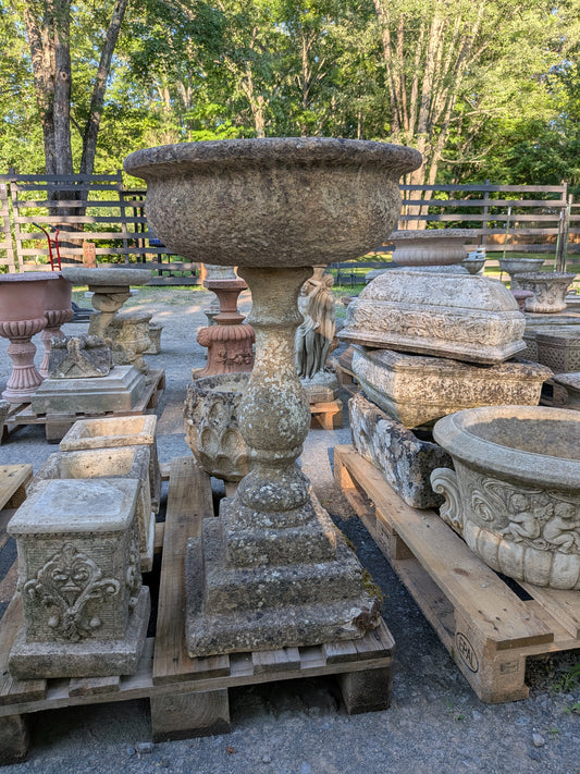 British Cast Stone Planter / Jardiniere on Pedestal