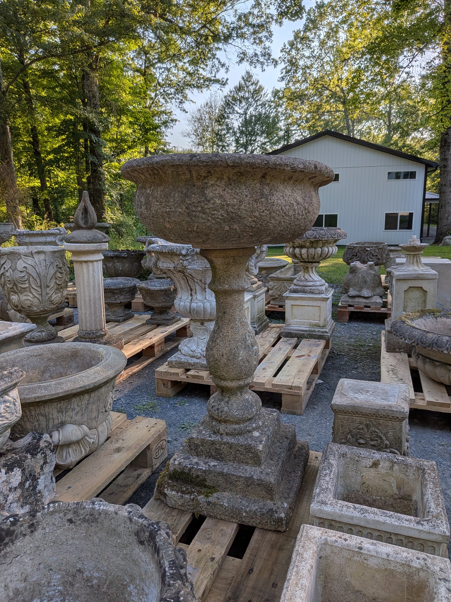 British Cast Stone Planter / Jardiniere on Pedestal