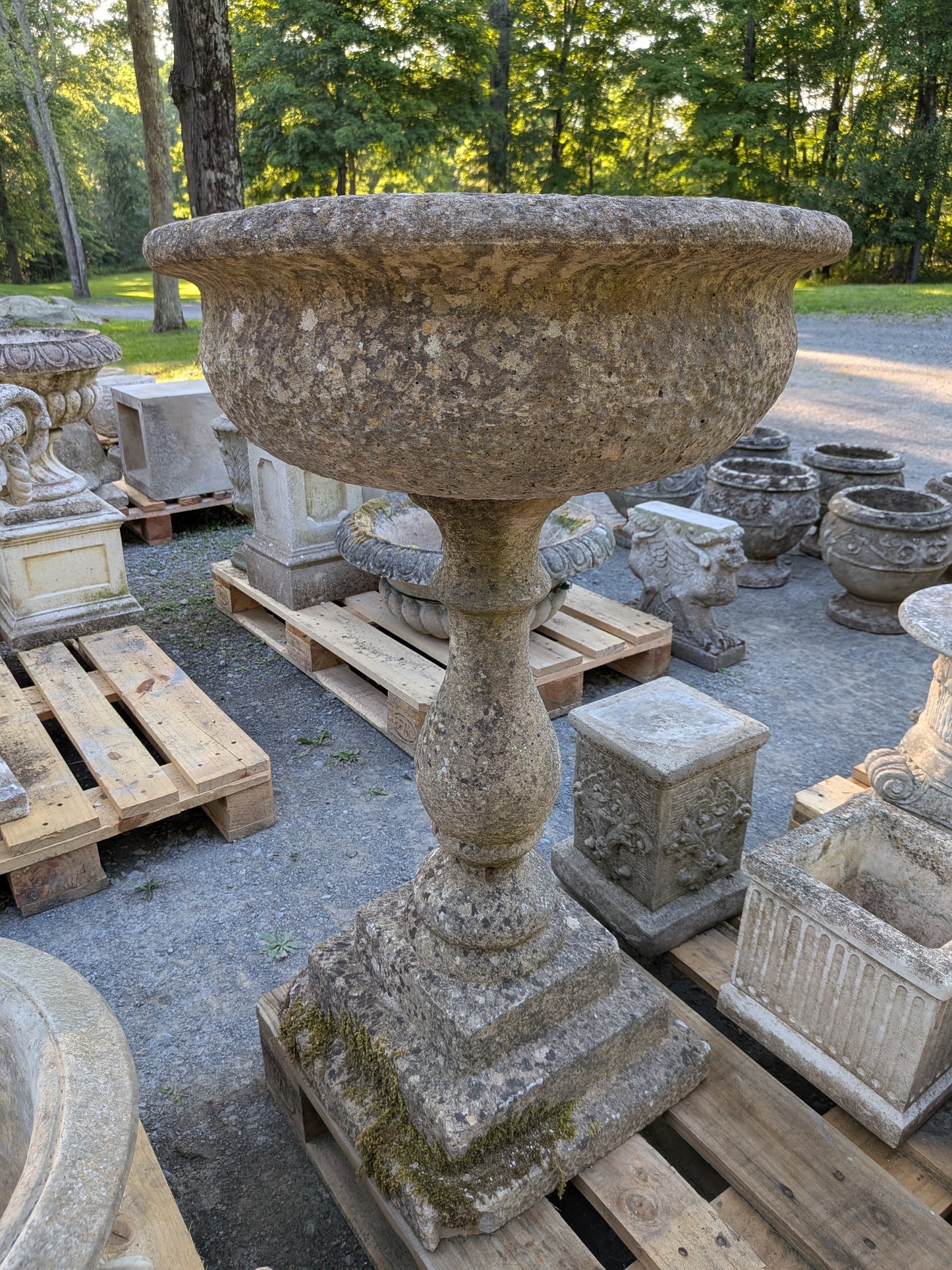 British Cast Stone Planter / Jardiniere on Pedestal