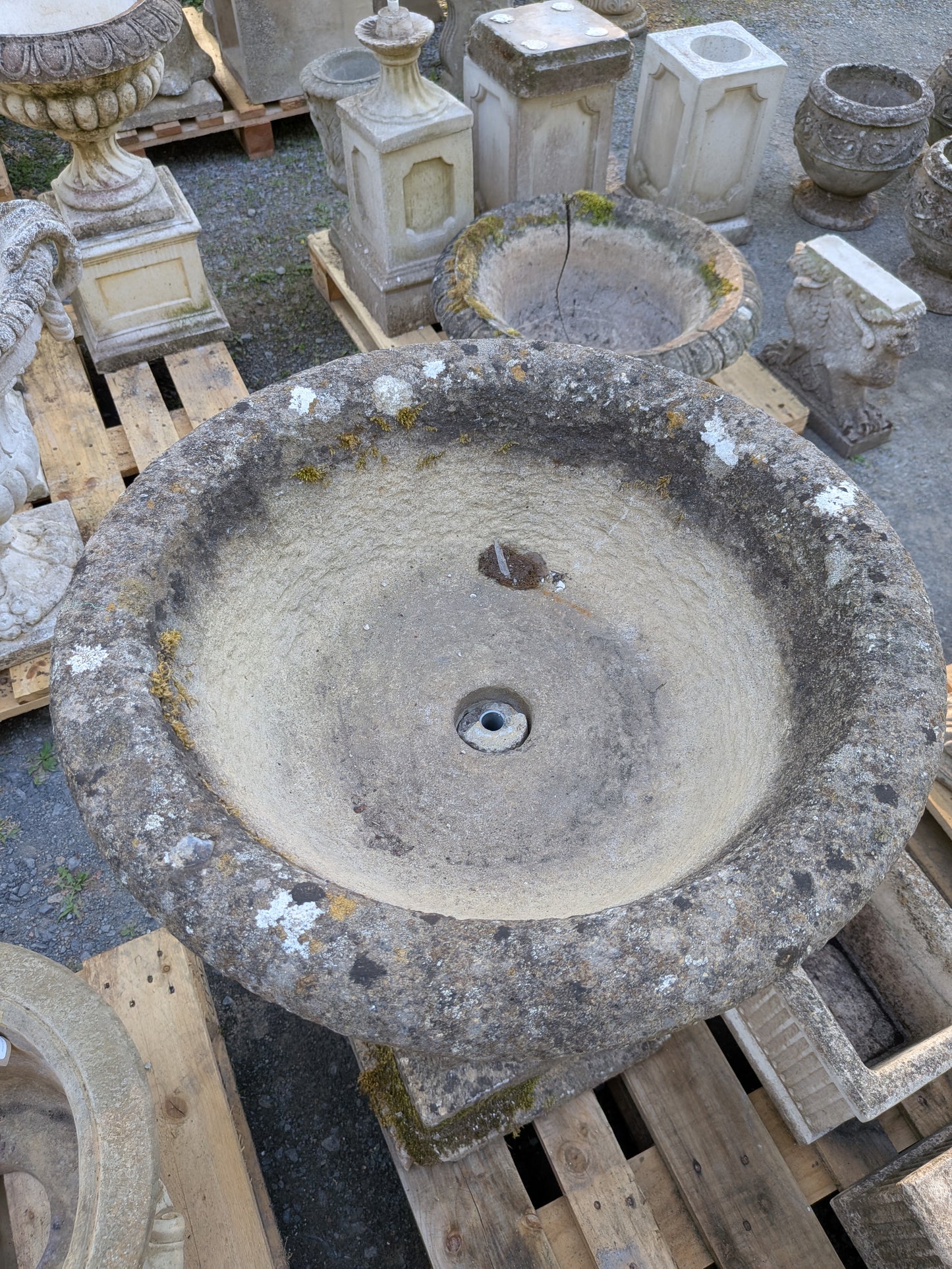 British Cast Stone Planter / Jardiniere on Pedestal