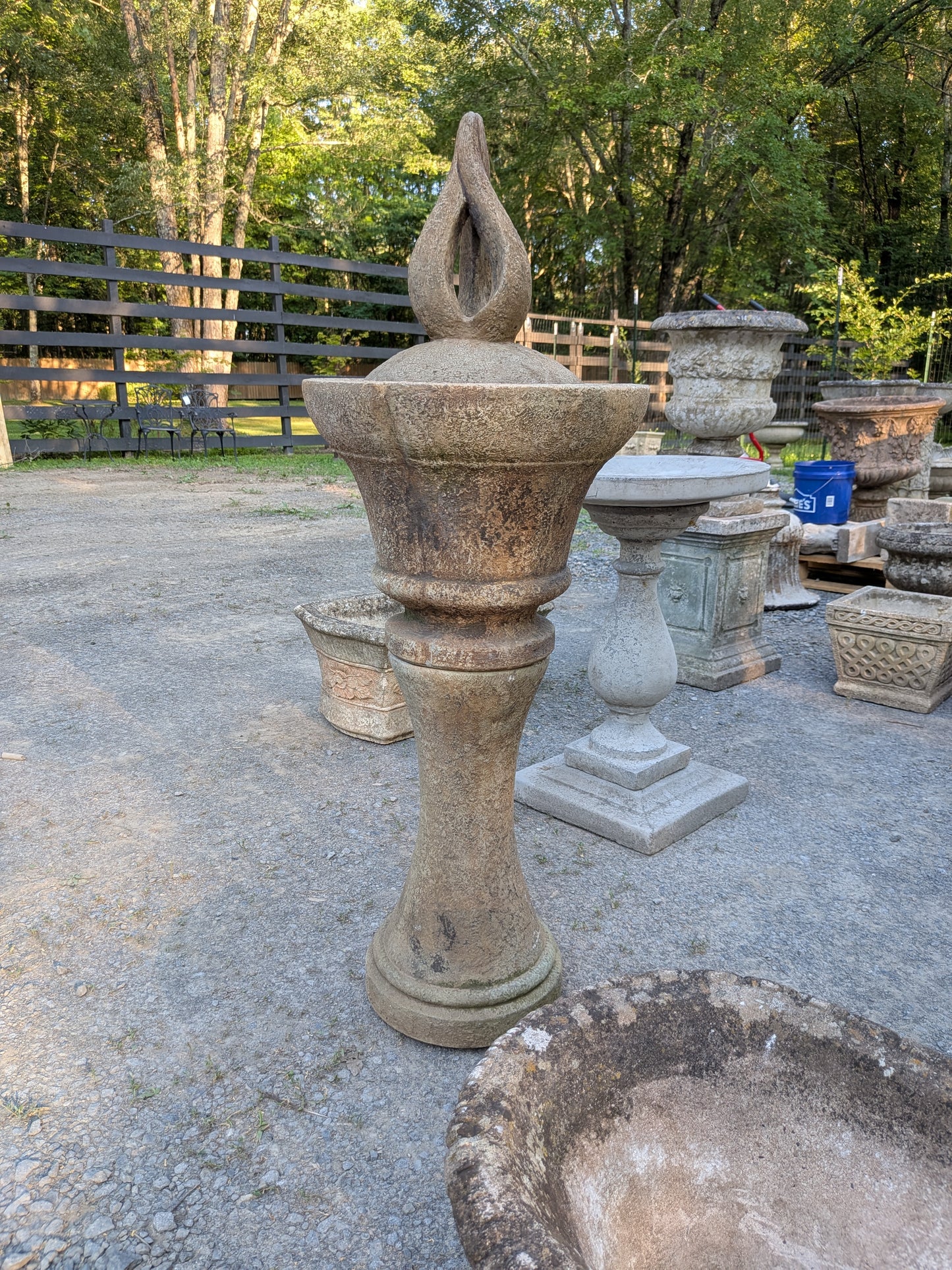 British Cast Stone Lidded Urn