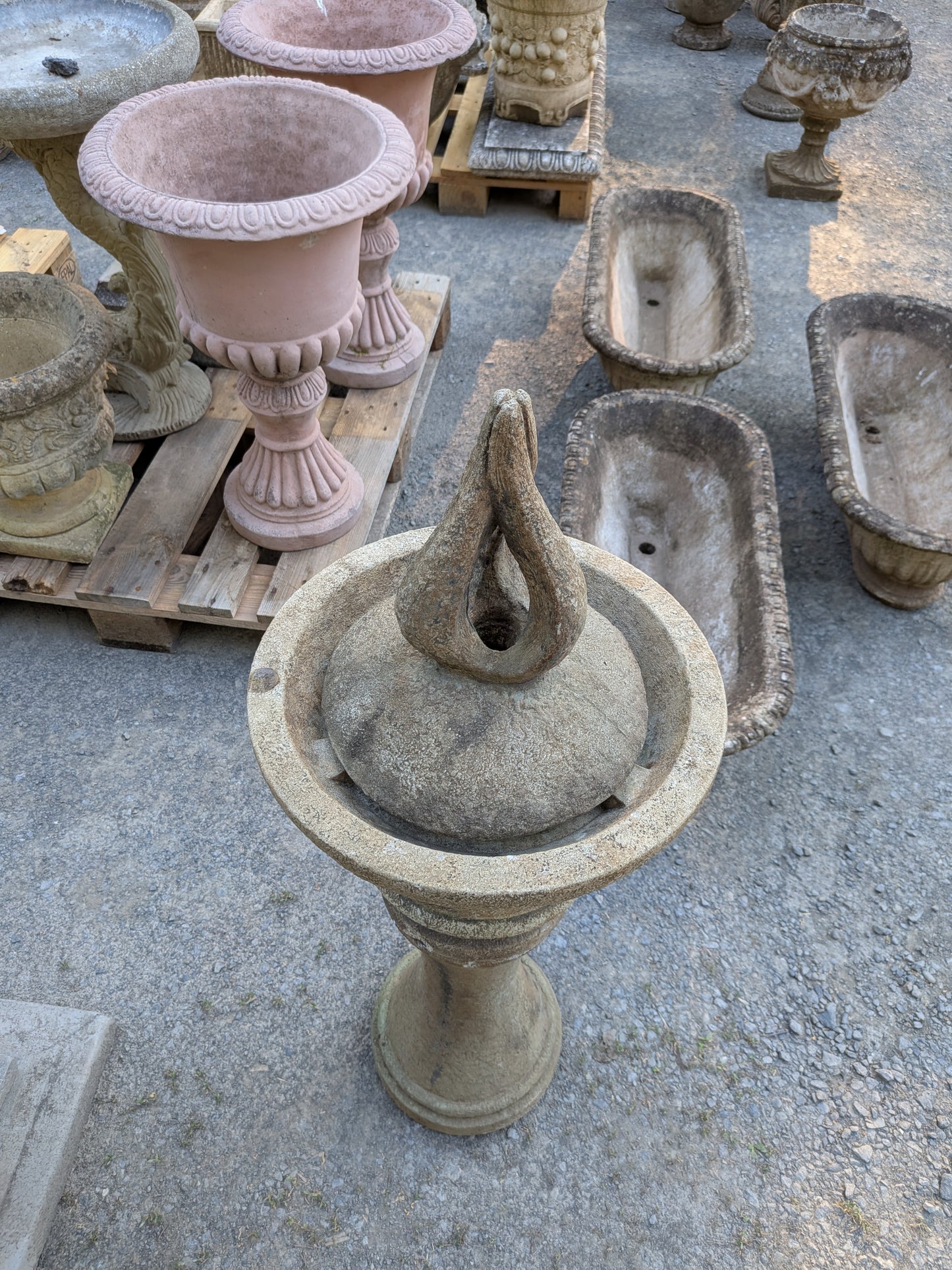 British Cast Stone Lidded Urn
