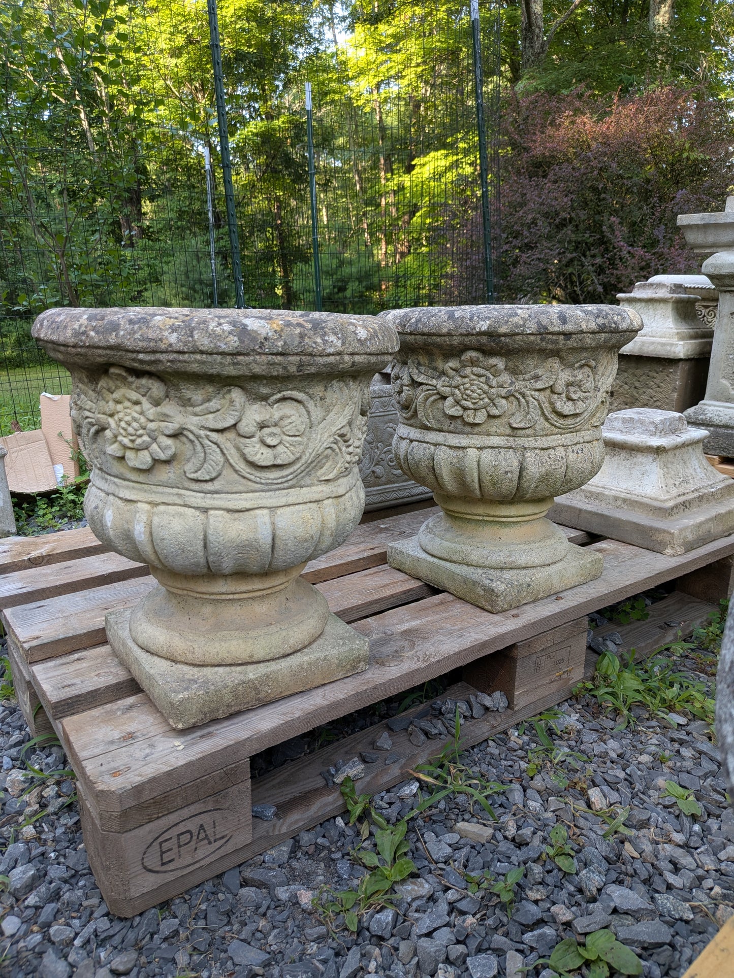 2 British Cast Stone Planters / Jardinieres