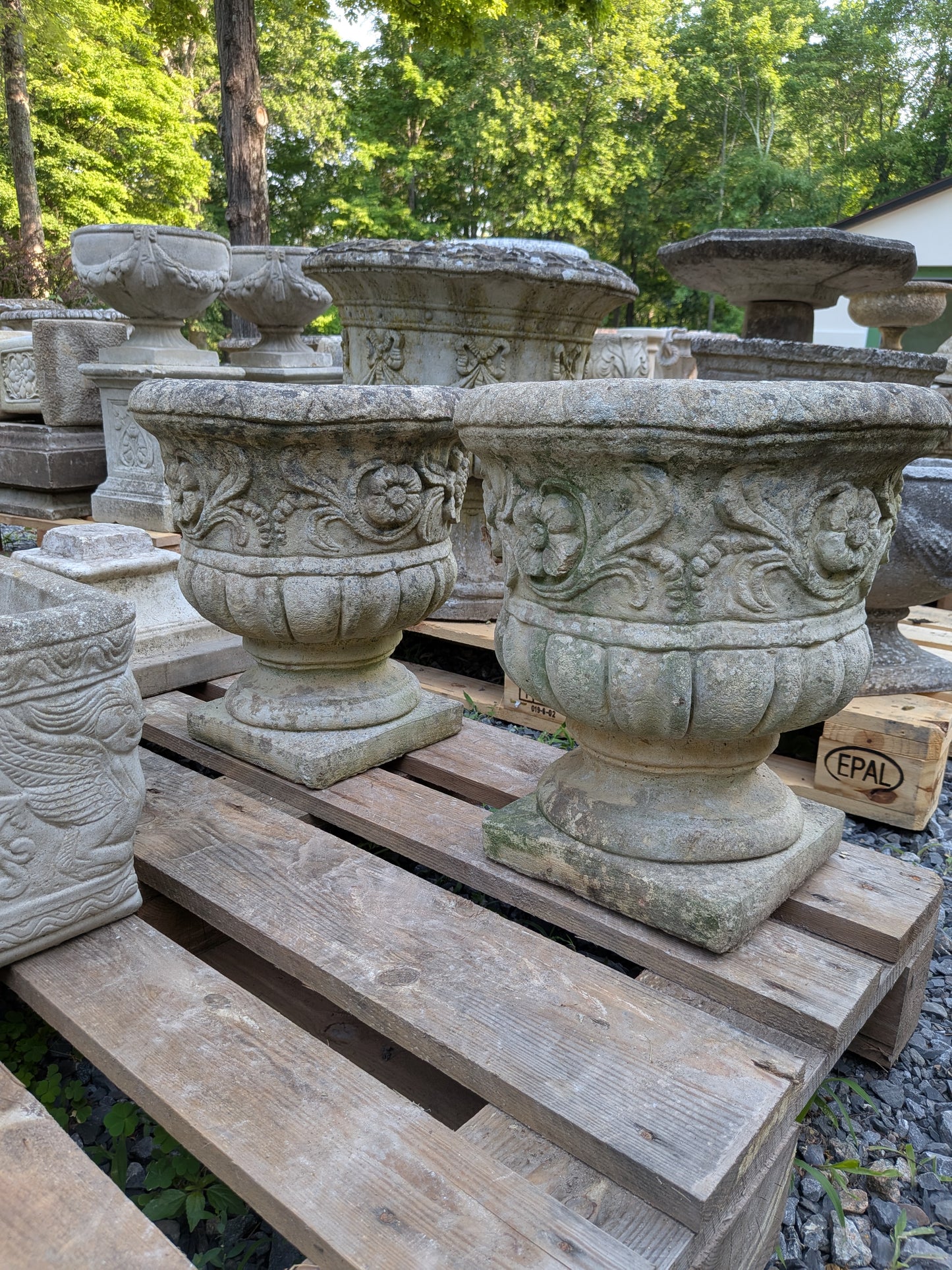 2 British Cast Stone Planters / Jardinieres