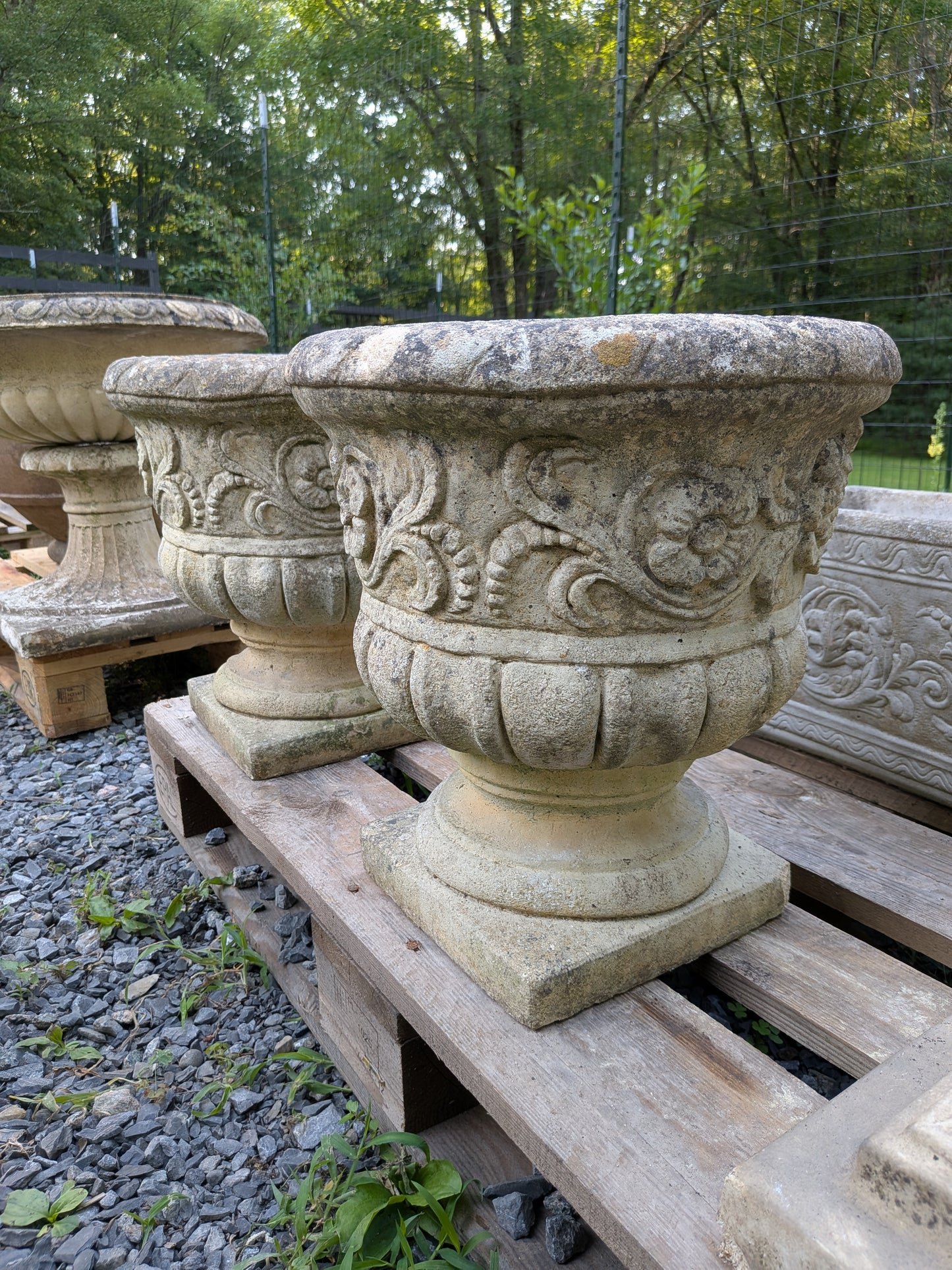 2 British Cast Stone Planters / Jardinieres