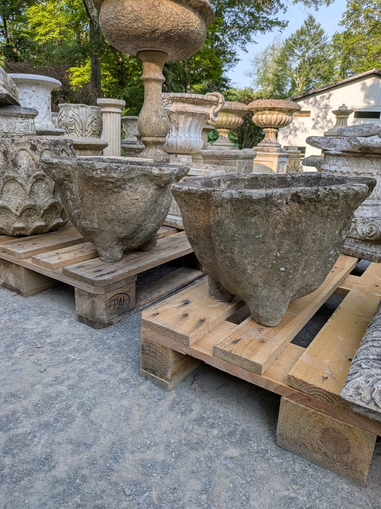 2 British Cast Stone Planters / Jardinieres