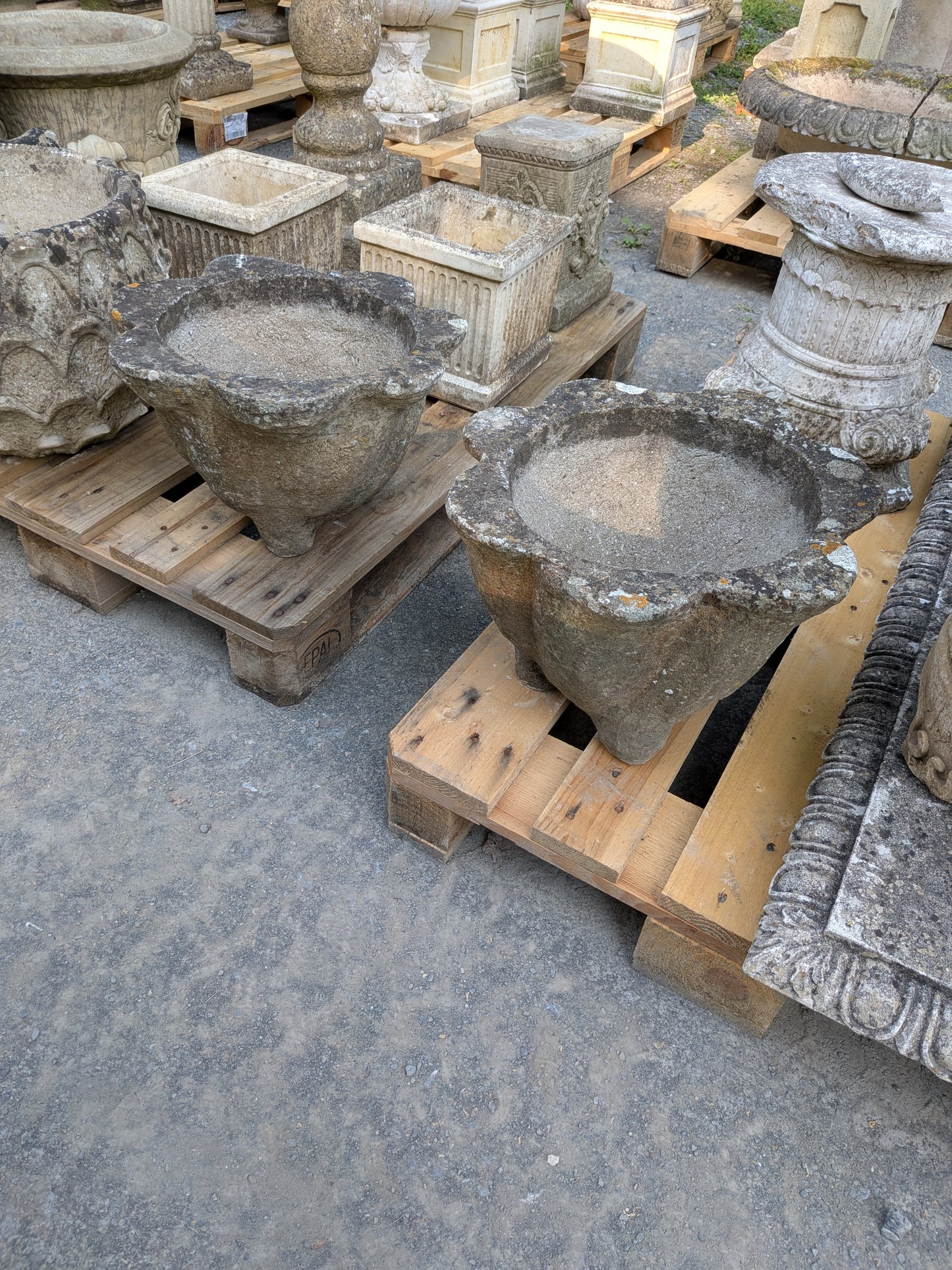 2 British Cast Stone Planters / Jardinieres
