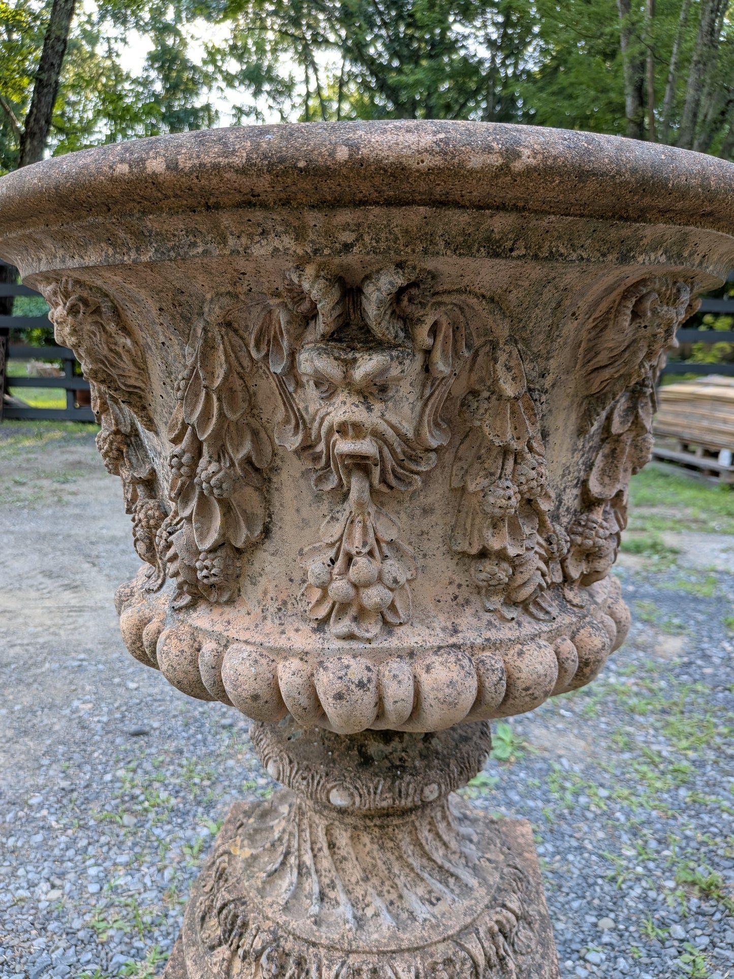 British Cast Stone Planter / Jardiniere on Plinth