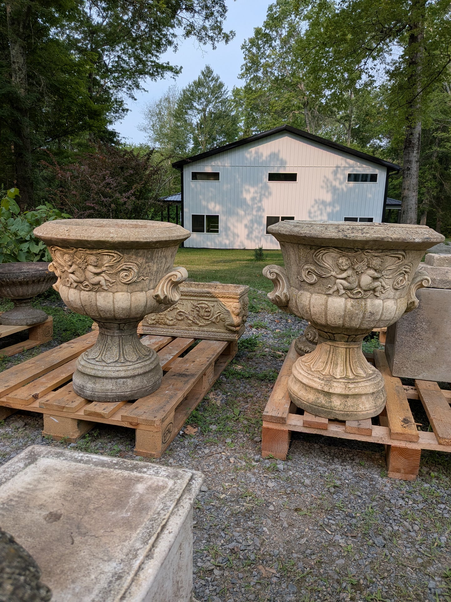 Pair of British Cast Stone Planters / Jardinieres