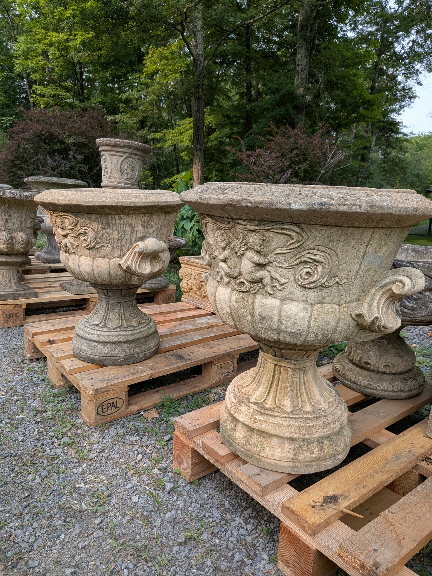Pair of British Cast Stone Planters / Jardinieres
